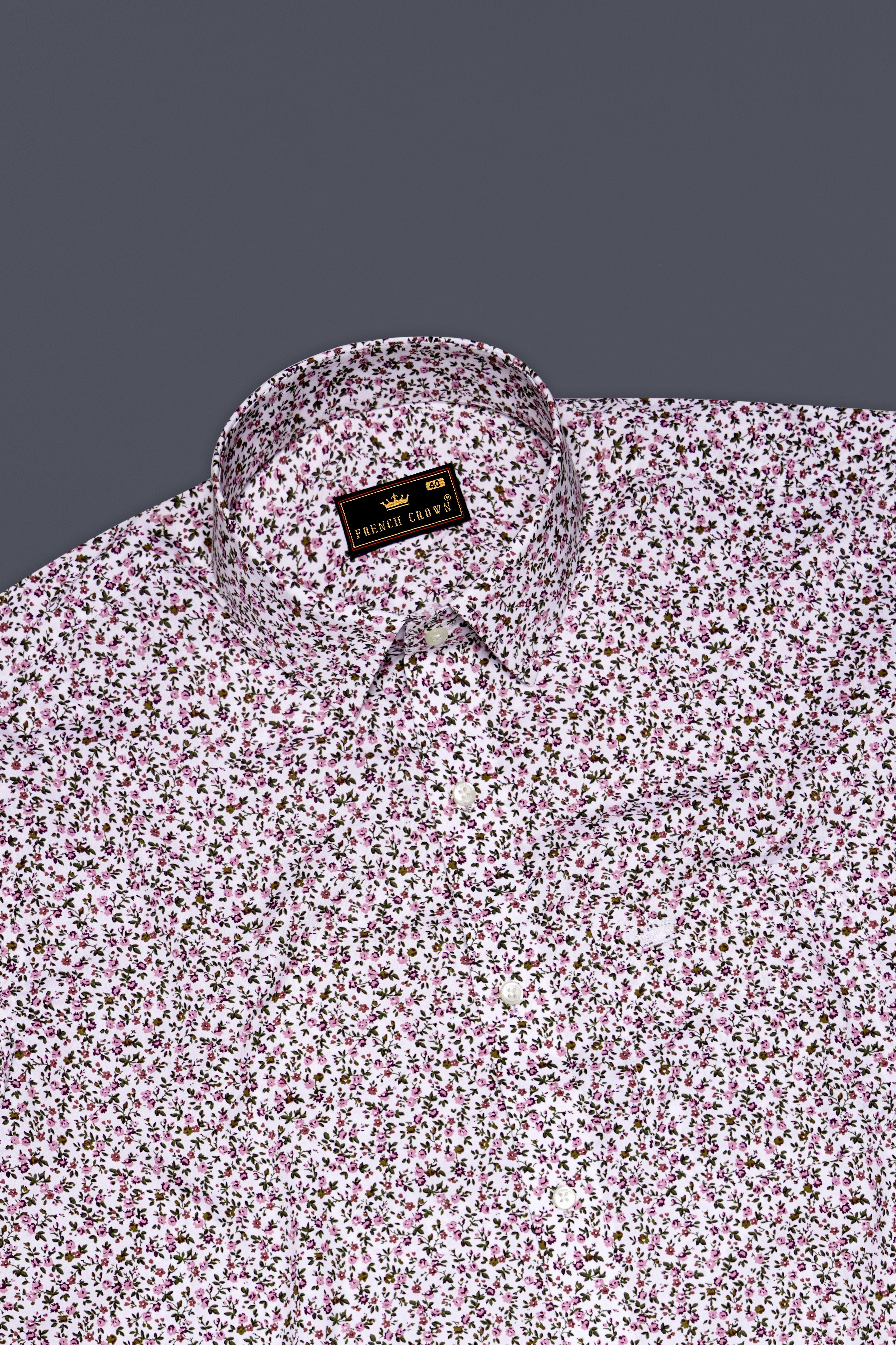 Vivelle-Opera Mauve Pink And Bright White Printed Super Soft Premium Cotton Semi Formal Shirt