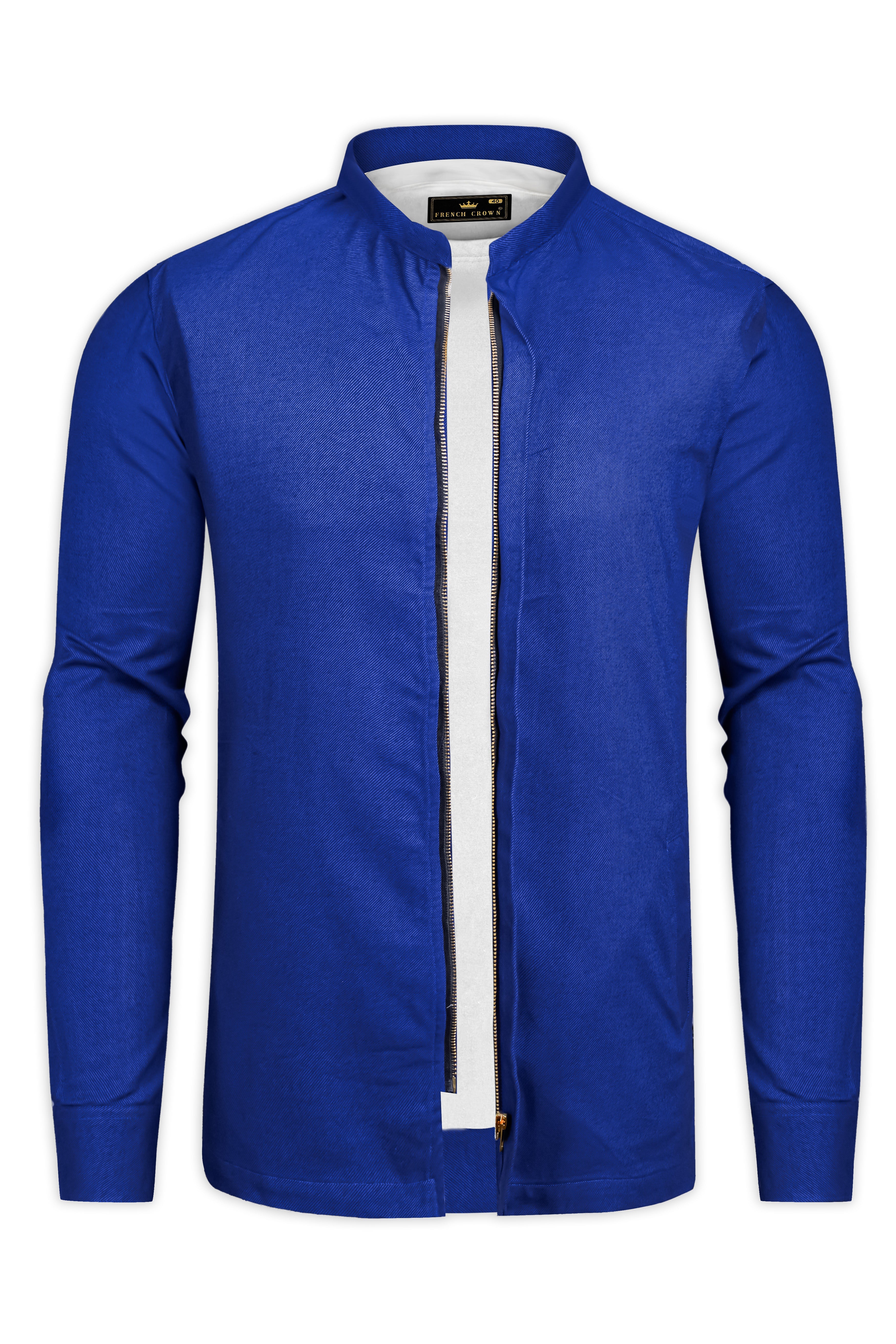 Vulcan Blue And Bright White Casual Printes Premium Linen