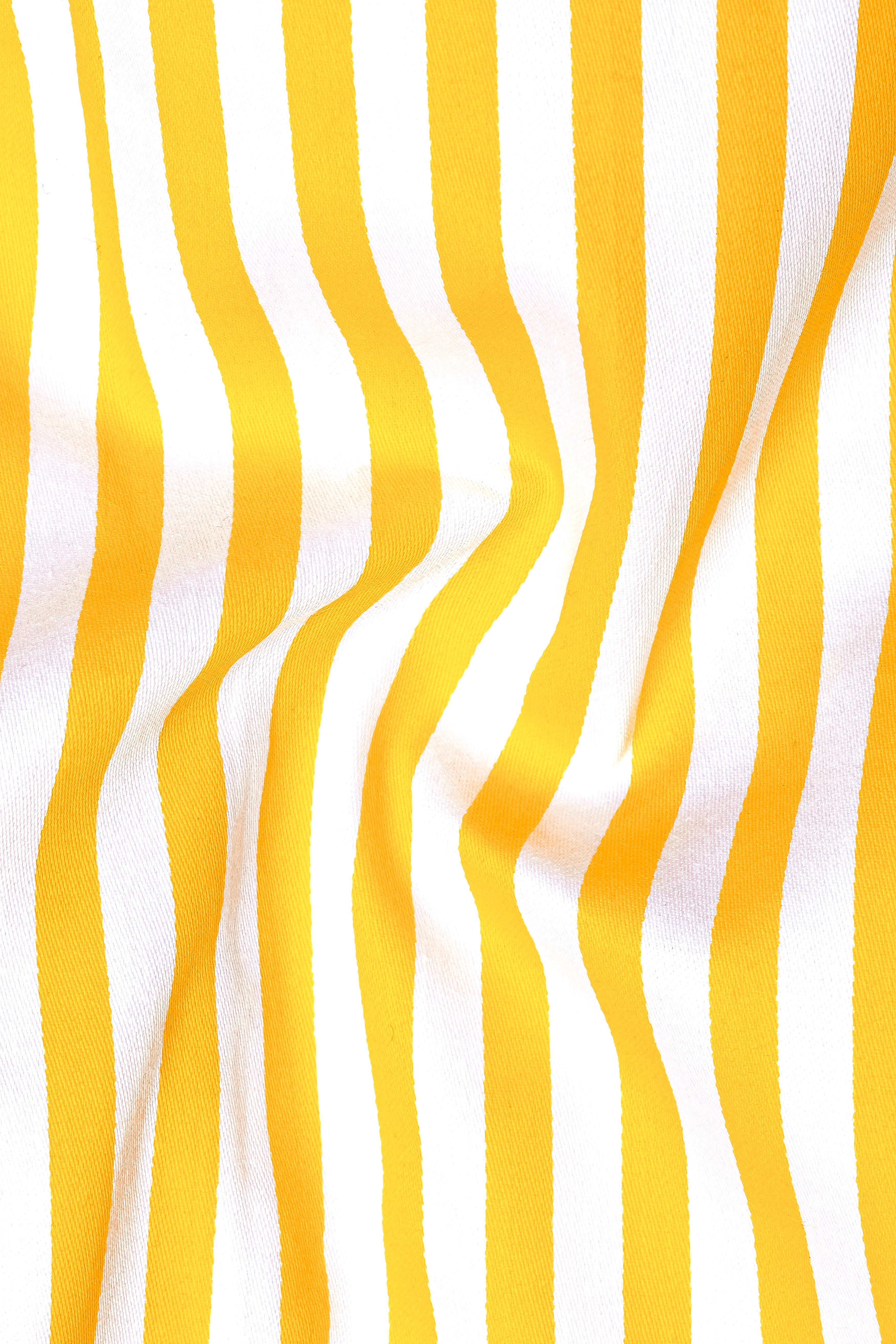 Aurisel-Koromiko Yellow And Bright White Striped Super Soft Premium Cotton Dress Shirt