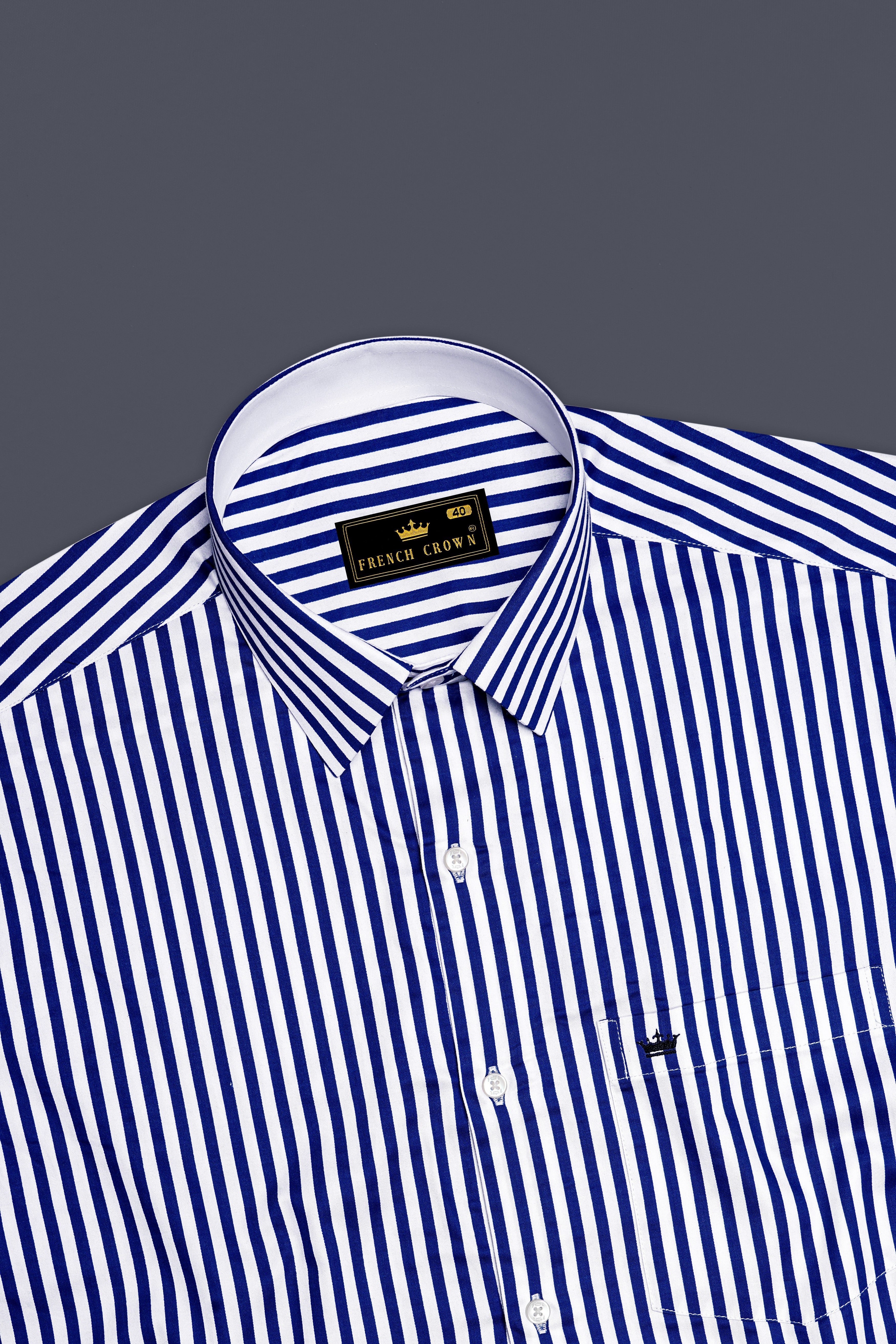 Oceanor-Catalina Blue And Bright White Striped Super Soft Premium Cotton Dress Shirt