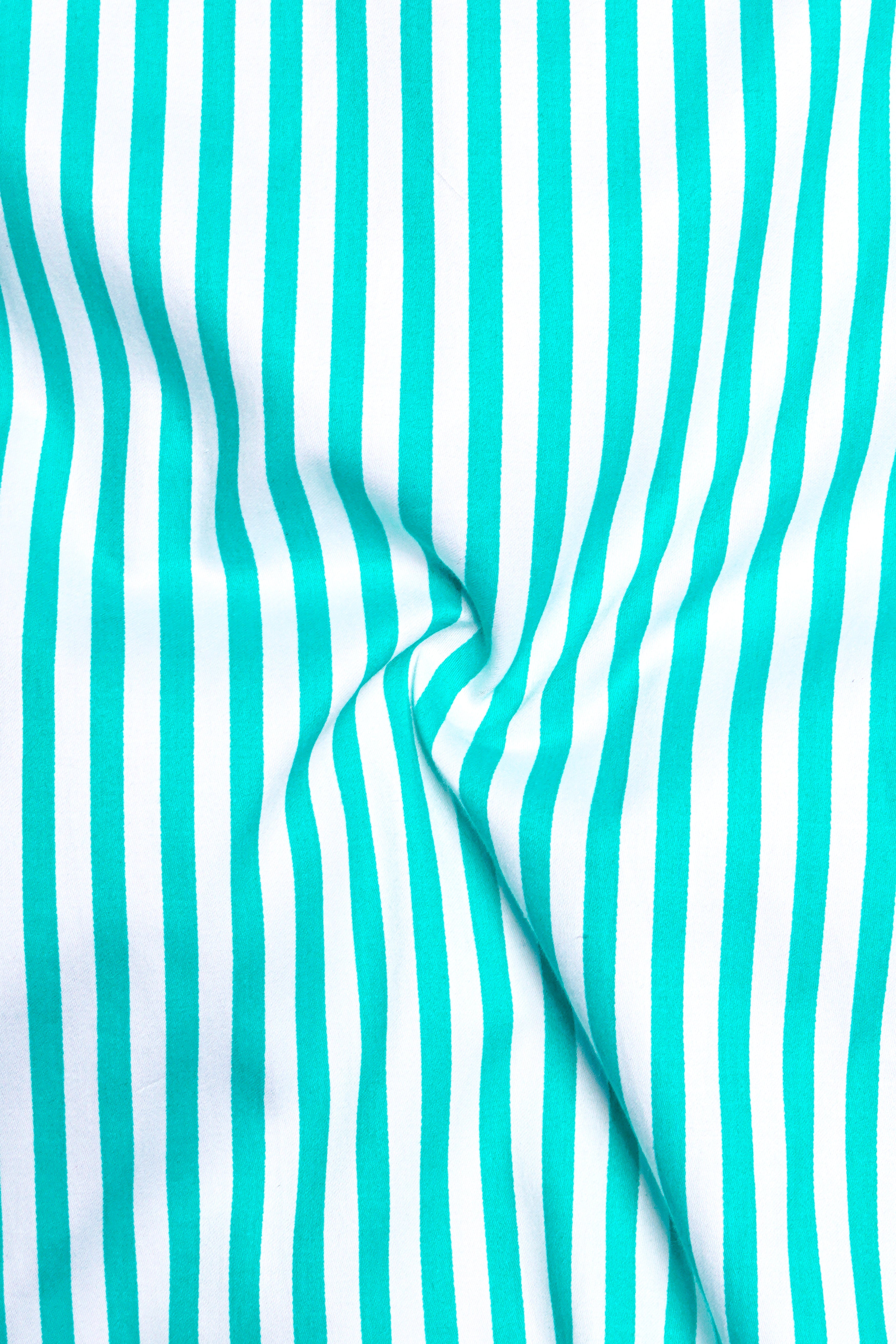 Azurelin-Lochinvar Blue And Bright White Striped Subtle Sheen Super Soft Premium Cotton Dress Shirt