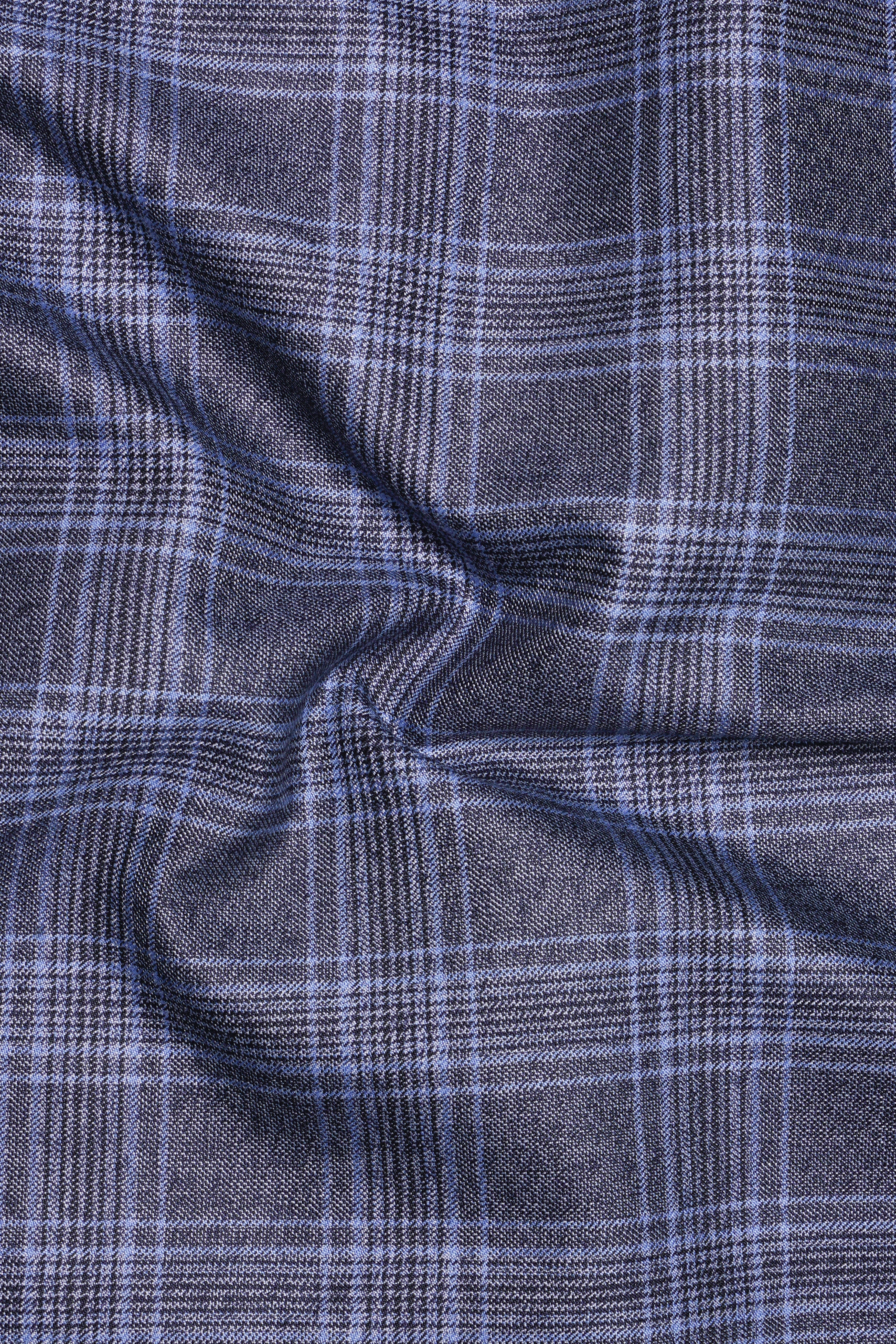 Casphin-Dolphin And Casper Blue Plaid Wool Rich Bomber Jacket