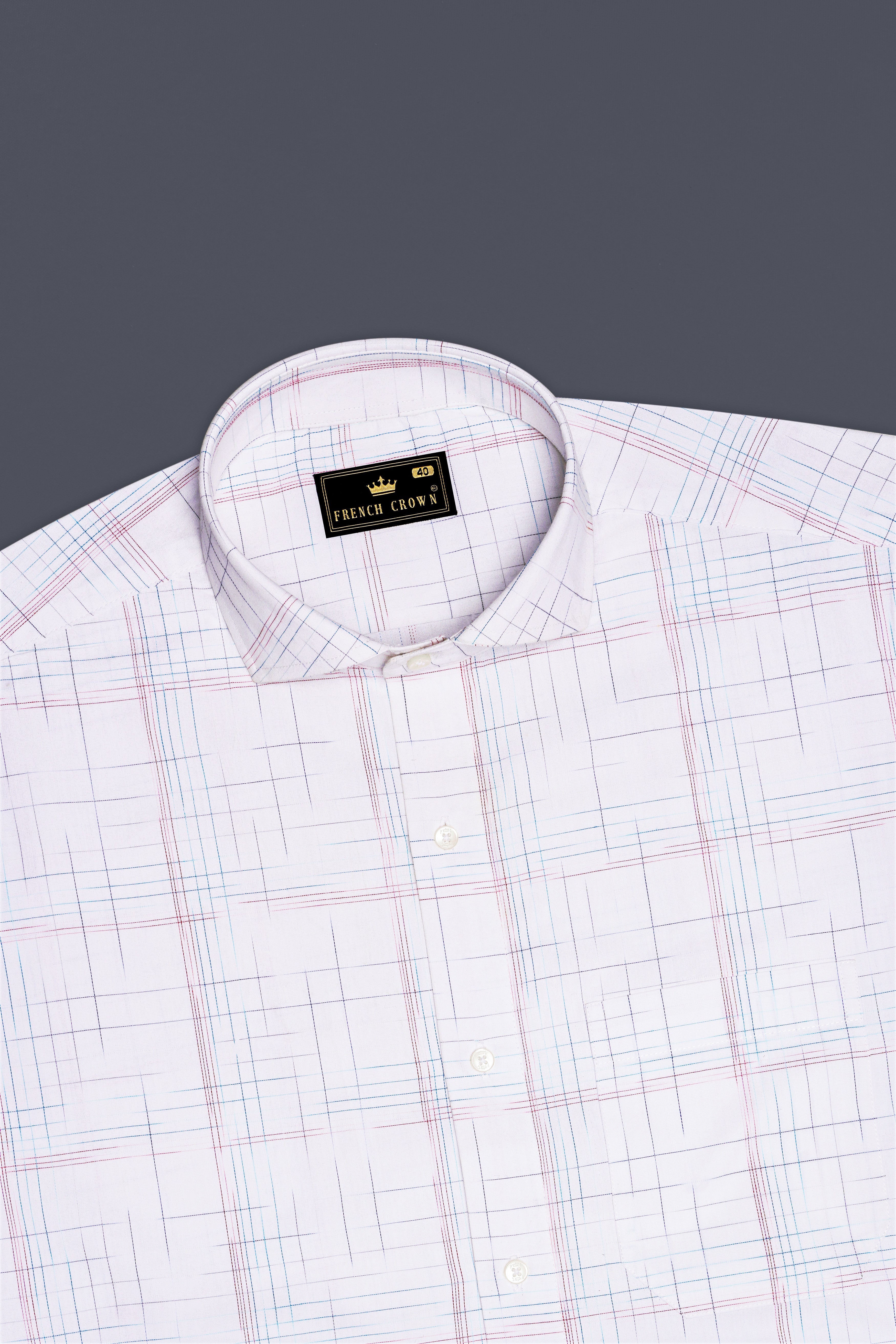 Alberic-Bright White Printed Dobby Textured Premium Giza Cotton Dress Shirt