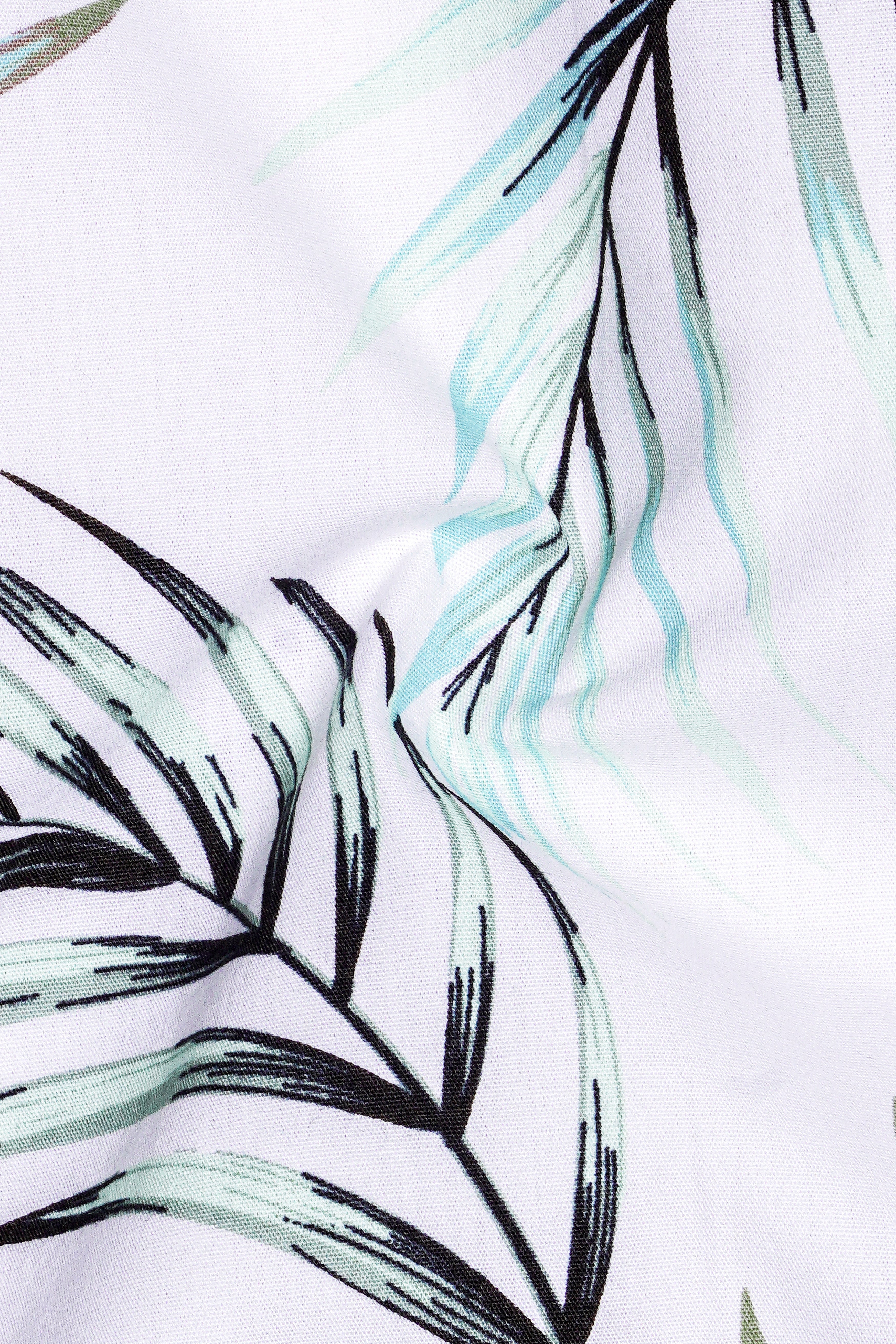 Verdilo-Bright White Multicolour Leaves Printed Super Soft Premium Cotton Casual Kurta Shirt