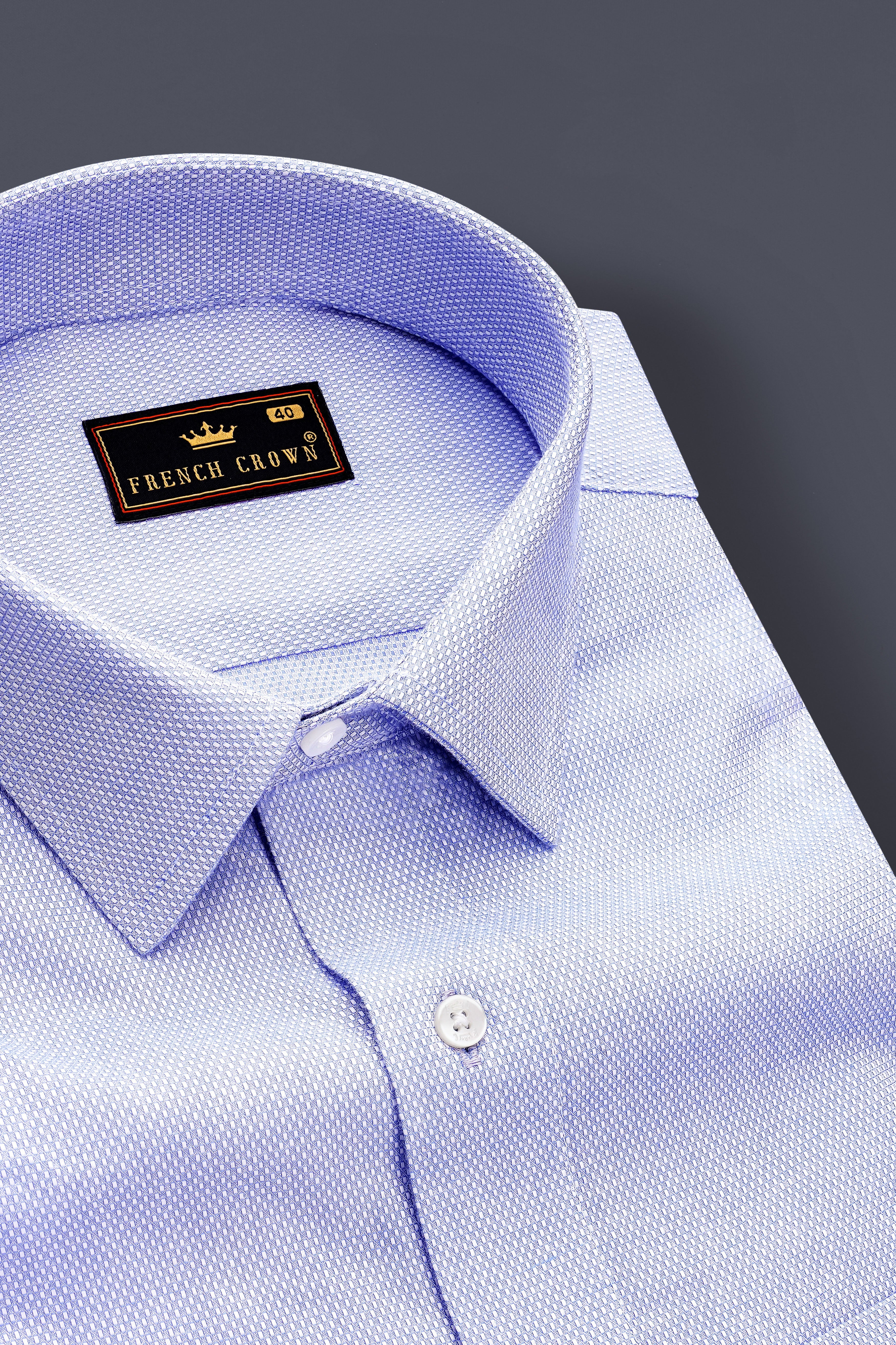Serein-Perano Blue Dobby Textured Premium Giza Cotton Dress Shirt