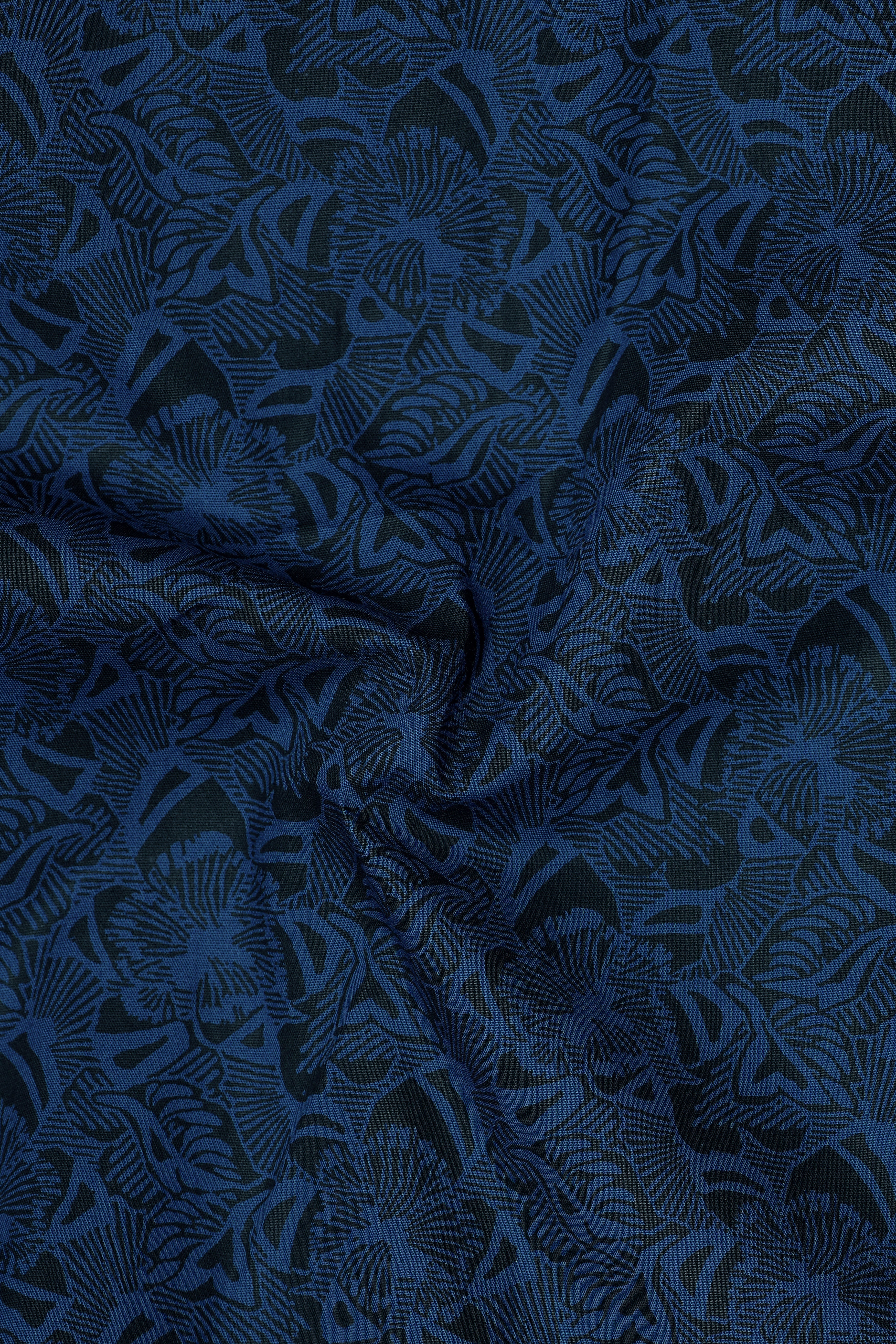 Azorine-Astronaut Blue Floral Printed Subtle Sheen Super Soft Premium Cotton Semi Formal Shirt