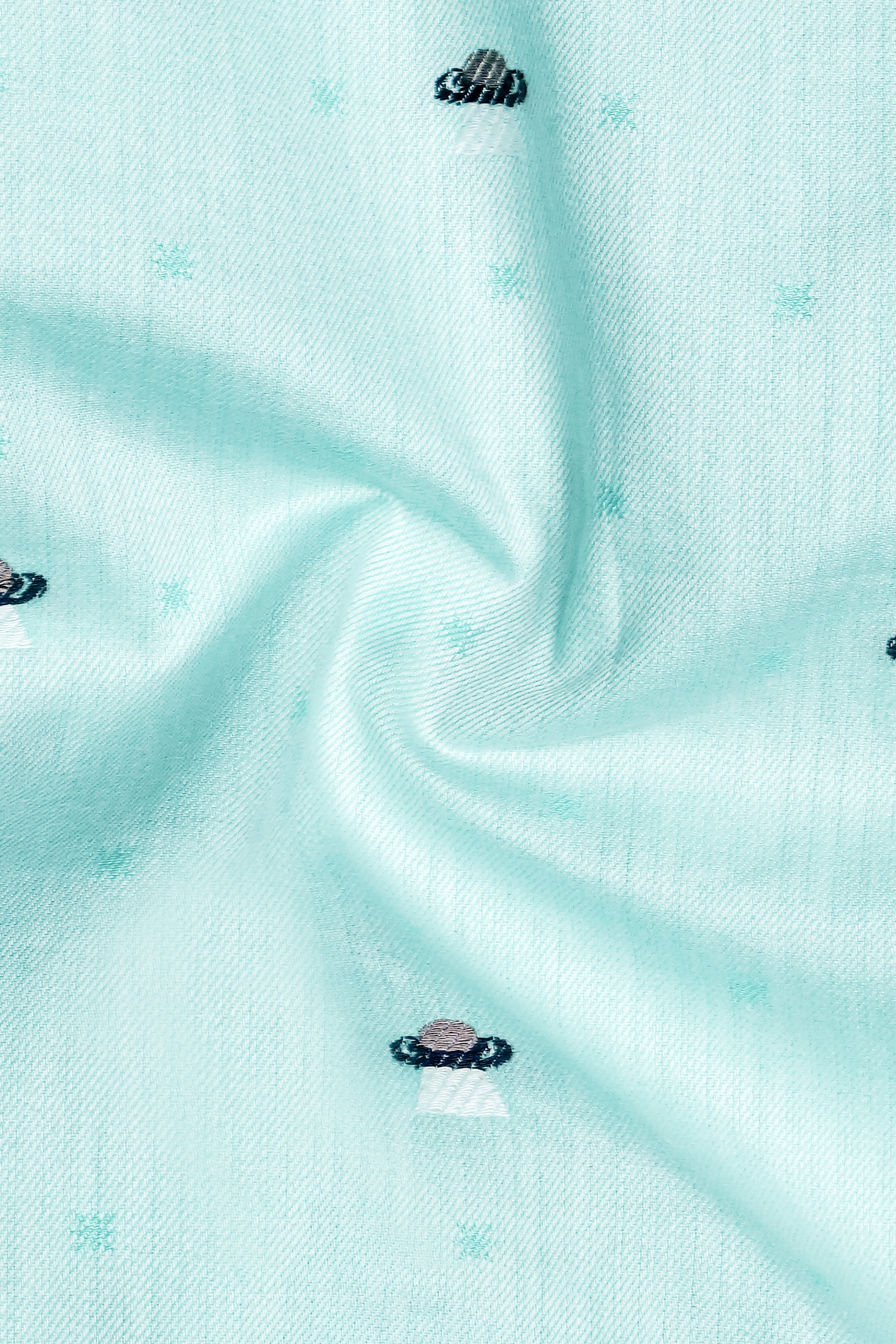 Greveil-Cruise Green Printed Jacquard Textured Premium Cotton Dress Shirt