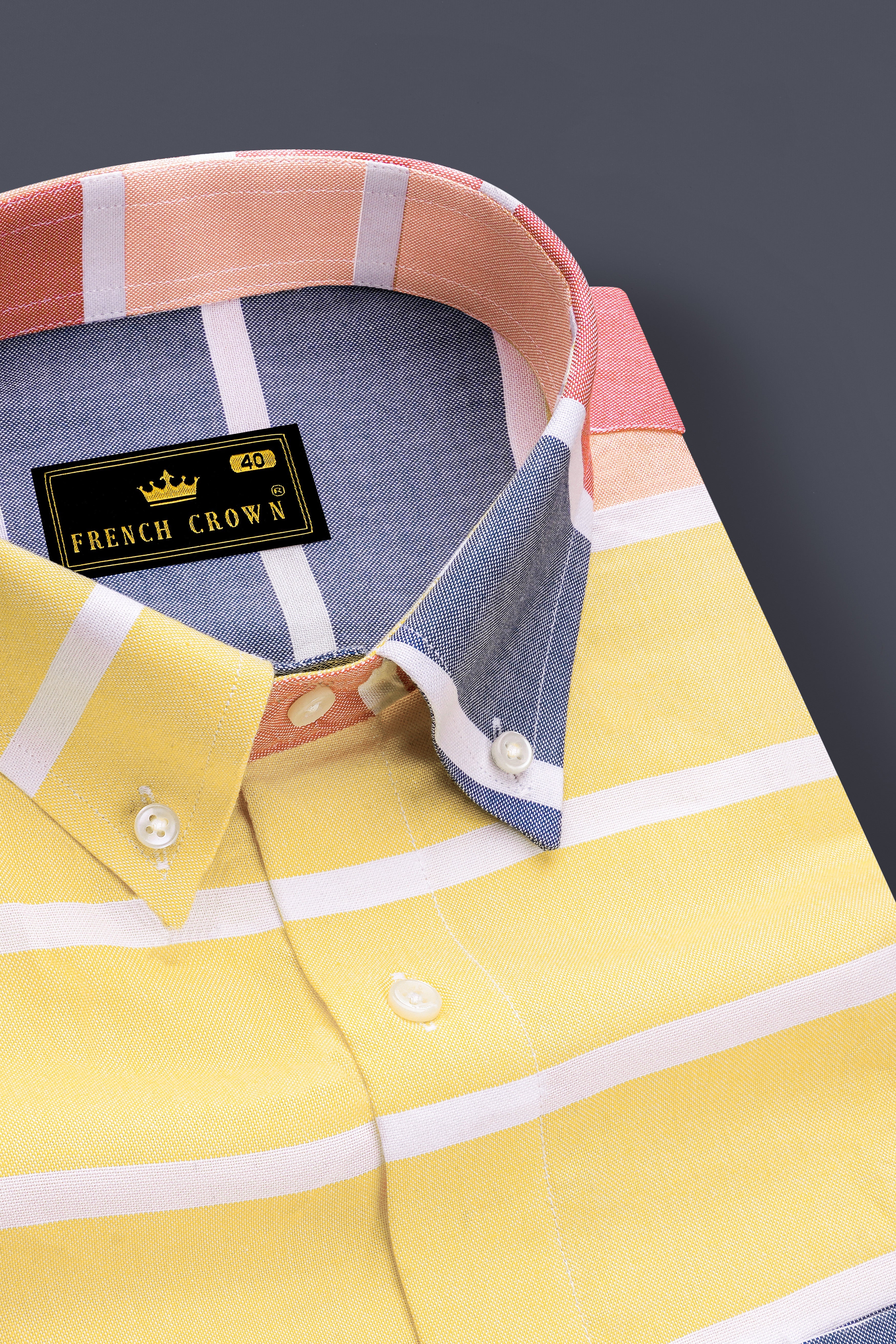 Jaspiro-Scampi Blue And Jasmine Yellow Multicolour Striped Royal Oxford Casual Shirt