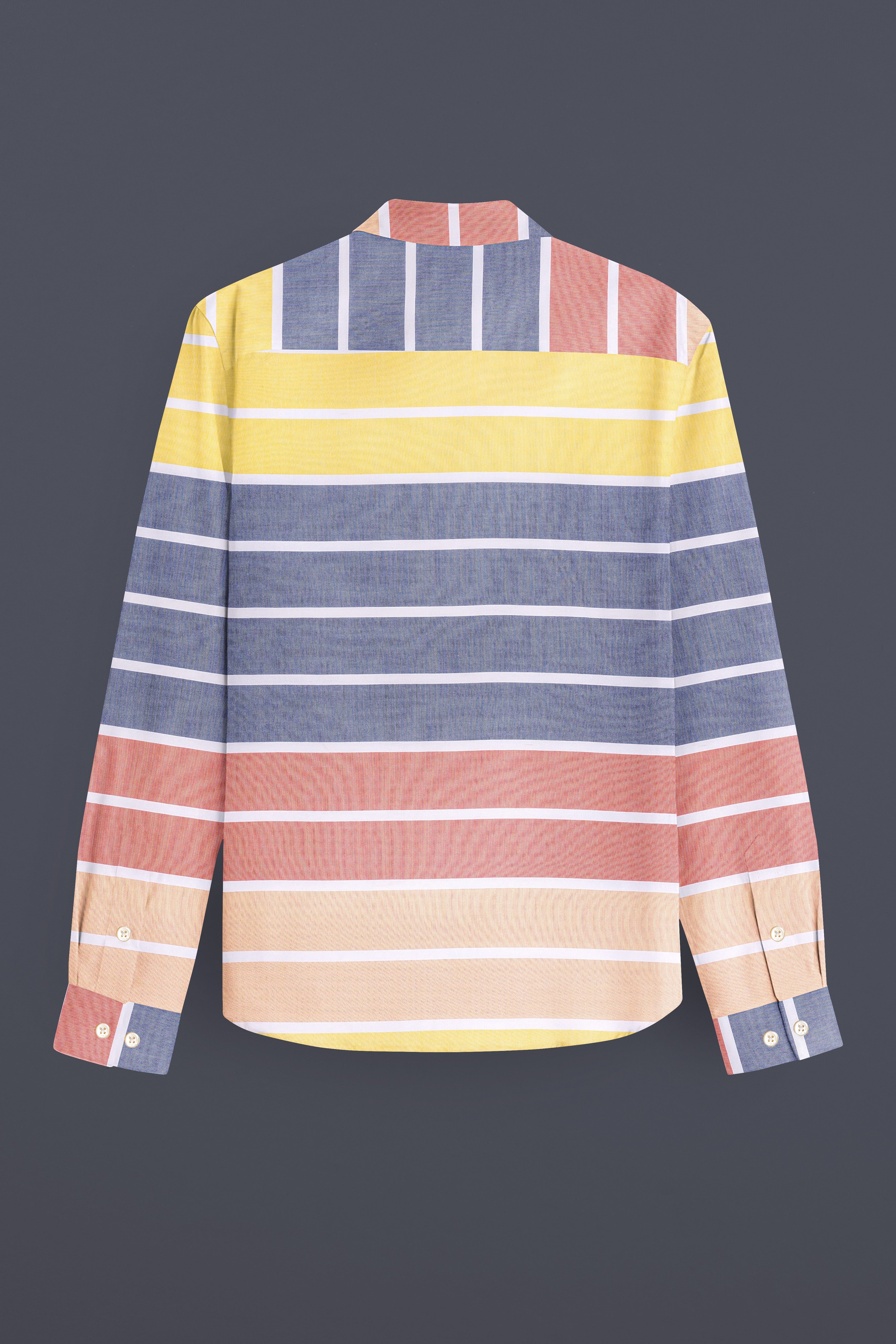 Jaspiro-Scampi Blue And Jasmine Yellow Multicolour Striped Royal Oxford Casual Shirt