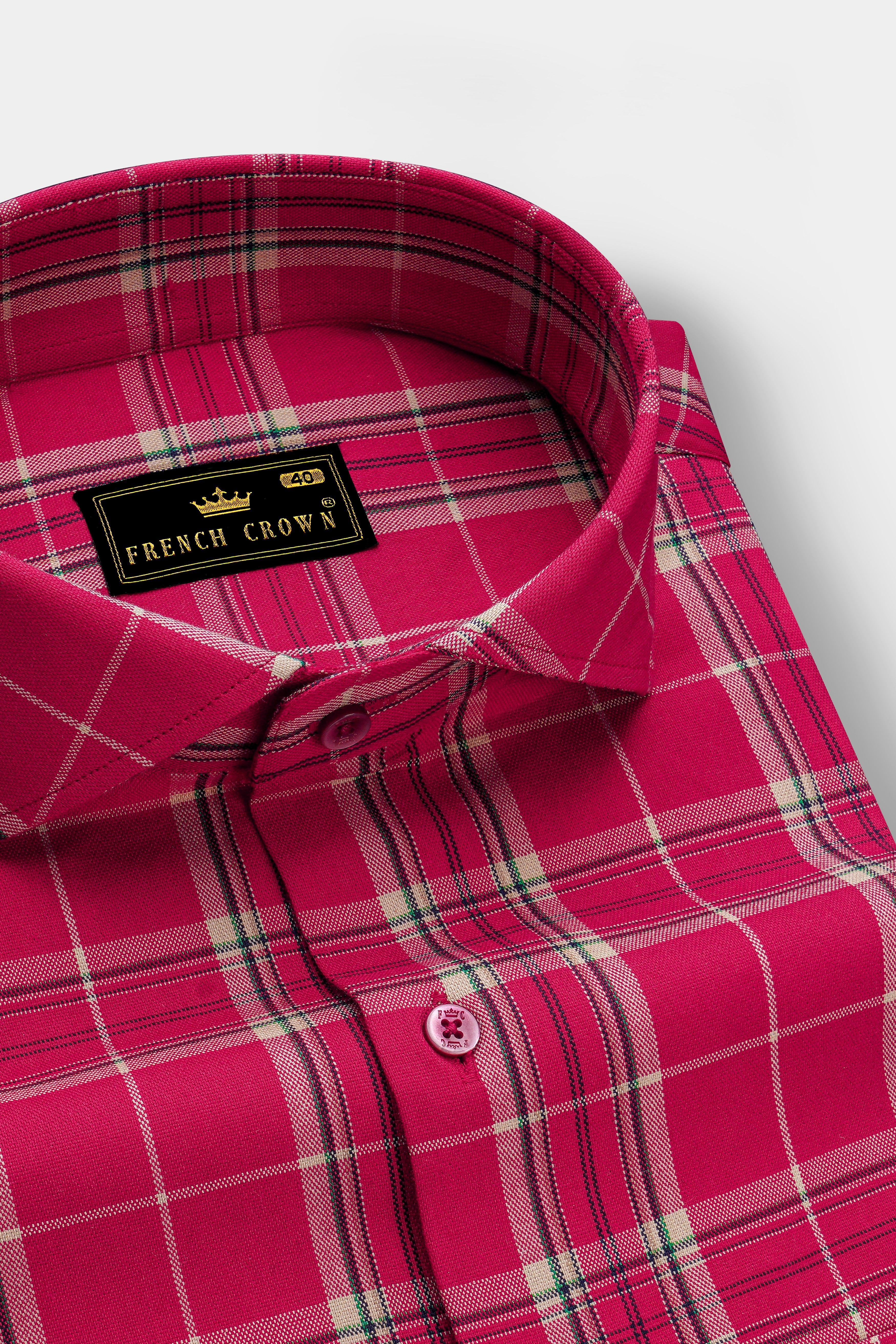 Rubrano-Shiraz Red Plaid Oxford Premium Cotton Semi Formal Shirt