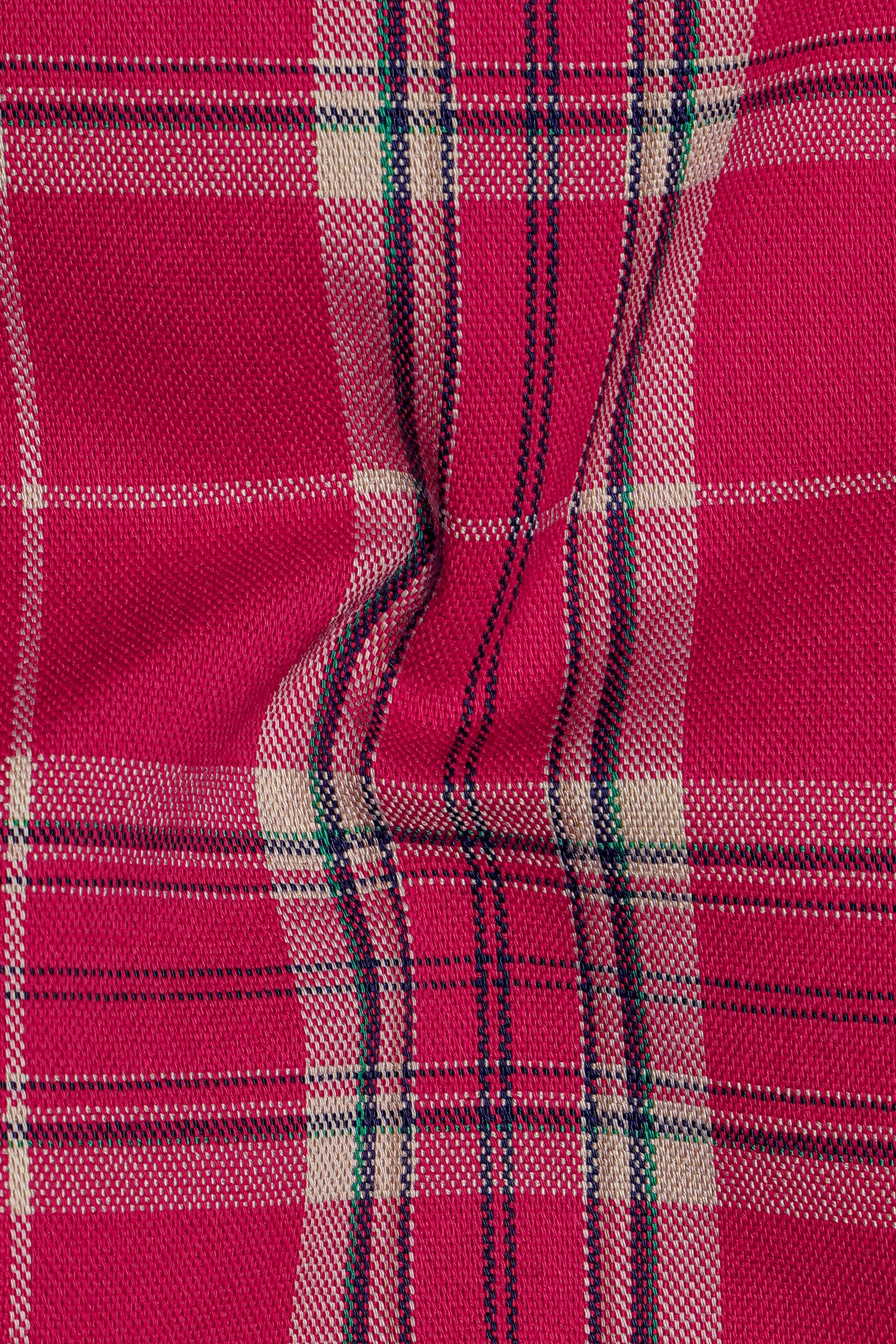 Rubrano-Shiraz Red Plaid Oxford Premium Cotton Semi Formal Shirt