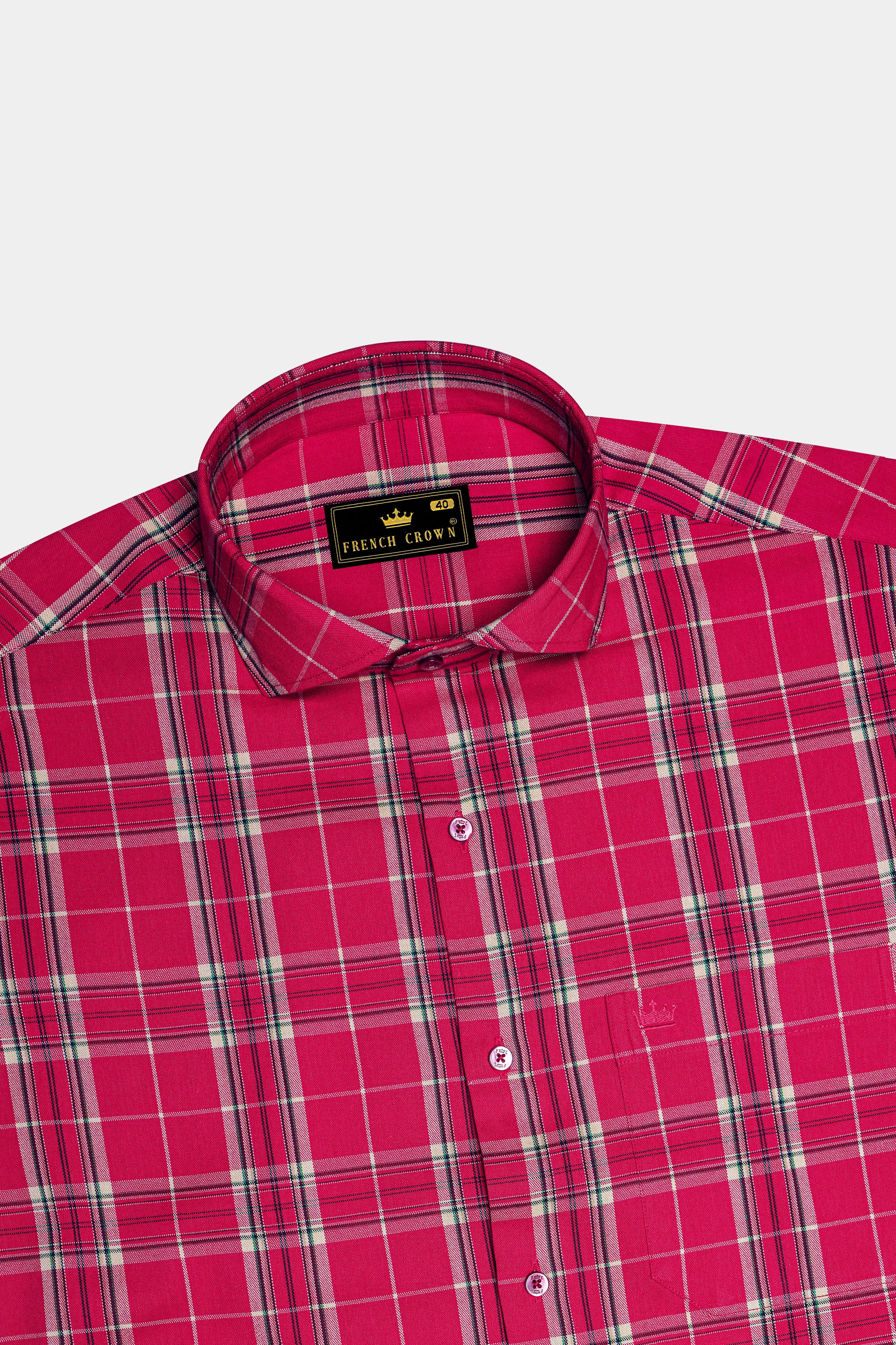 Rubrano-Shiraz Red Plaid Oxford Premium Cotton Semi Formal Shirt