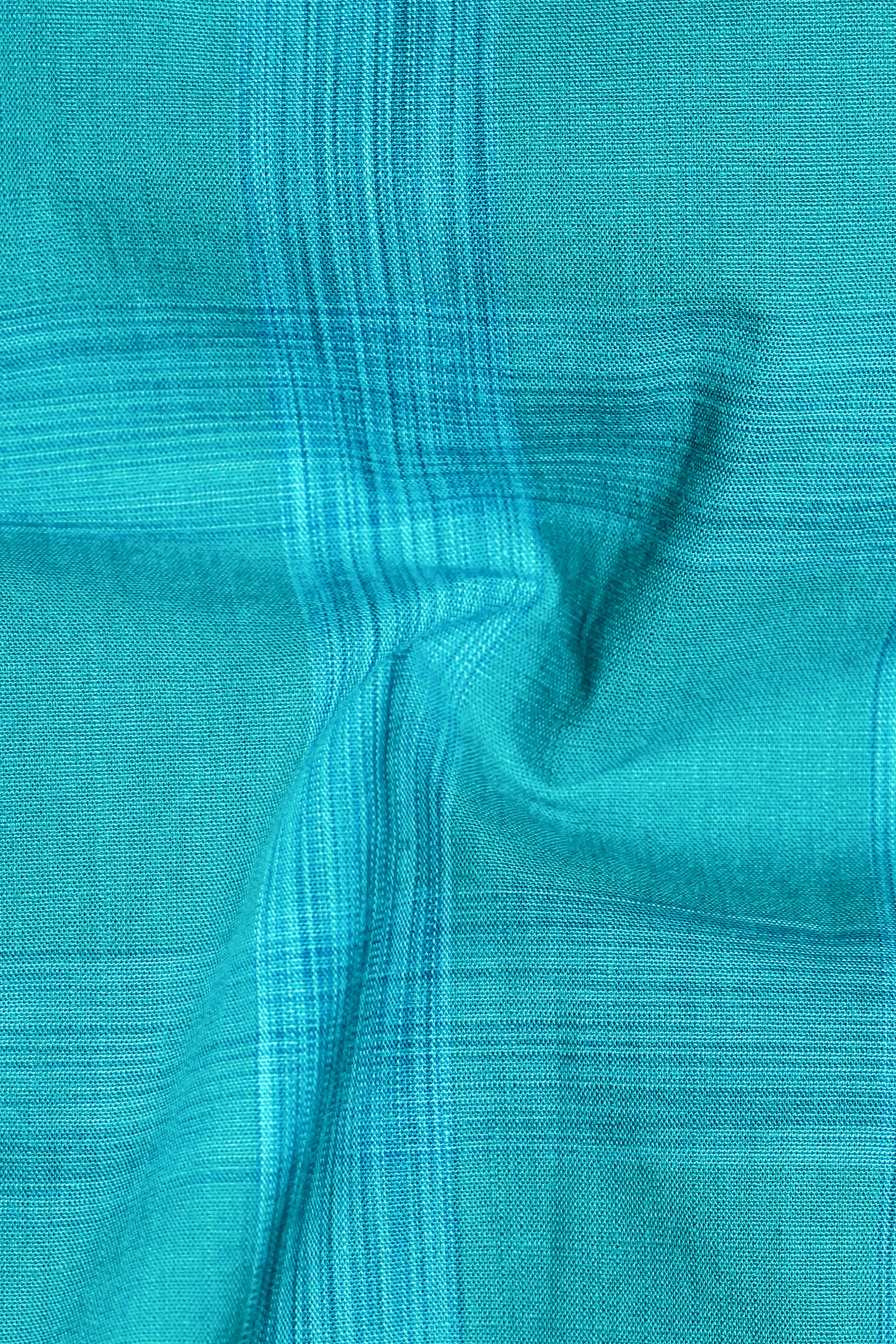 Azlune-Eastern Blue Windrow Chambray Premium Cotton Semi Formal Shirt