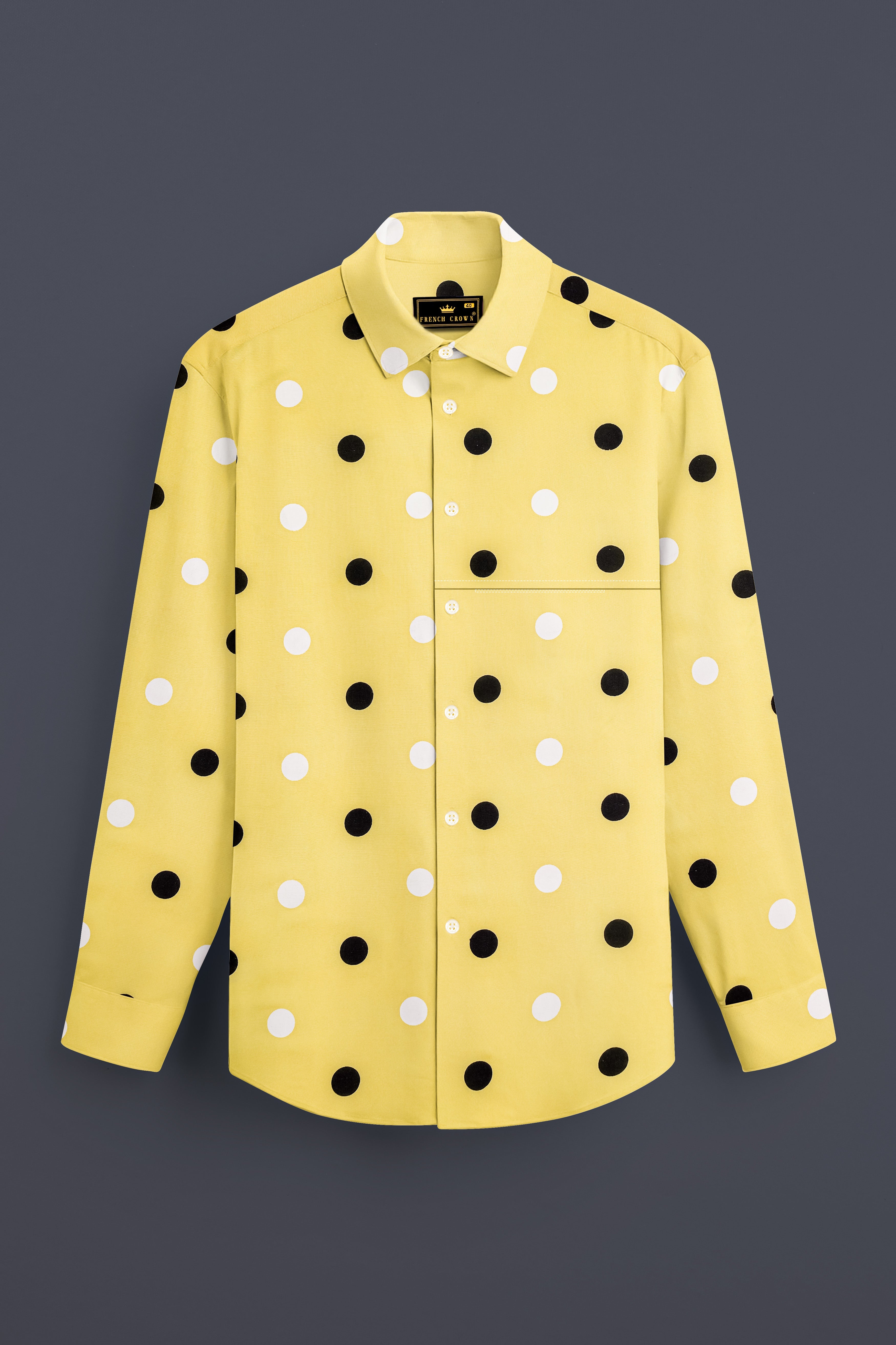 Mellowa-Jasmine Yellow Polka Dotted Printed Super Soft Tencel Designer Casual Shirt