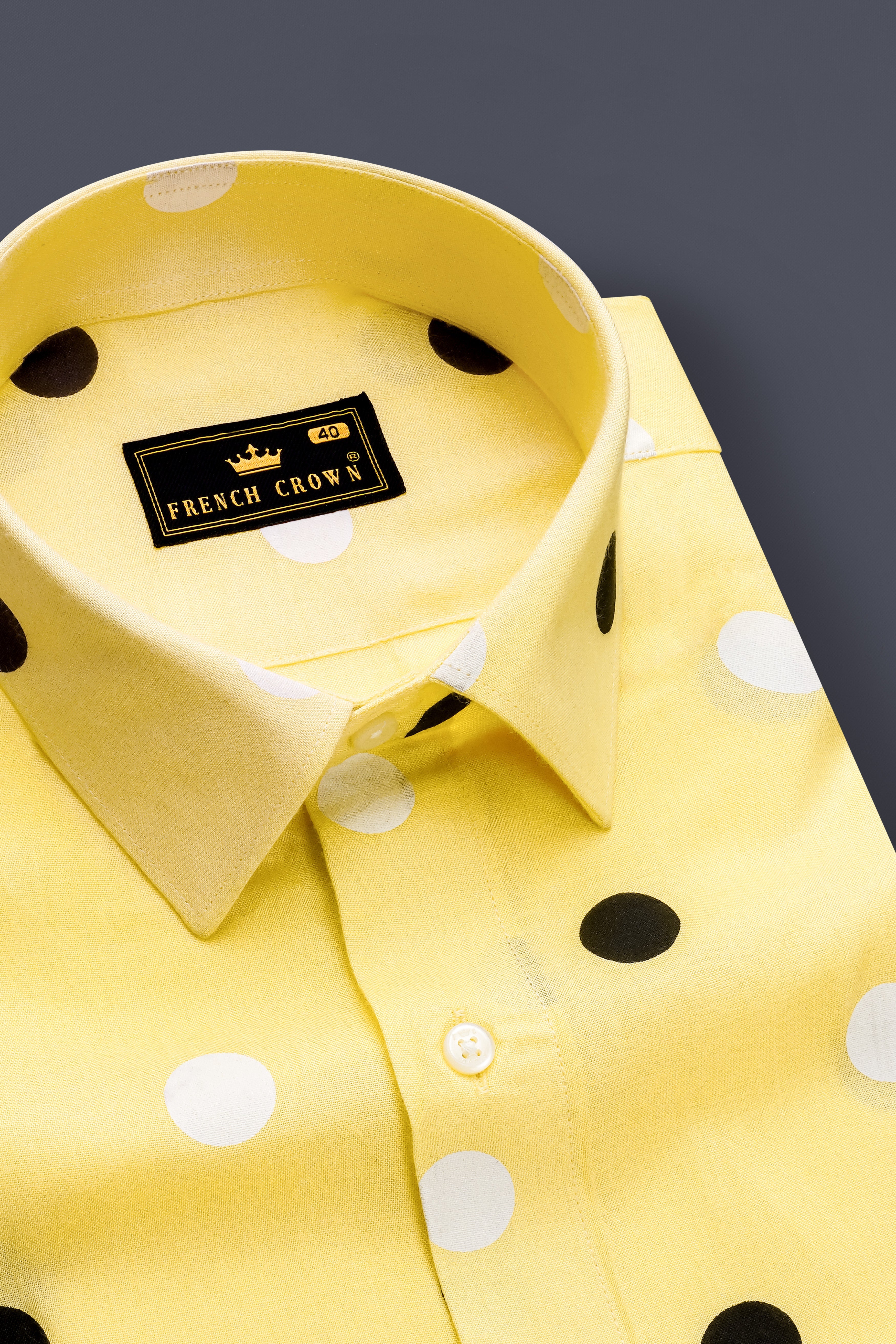 Mellowa-Jasmine Yellow Polka Dotted Printed Super Soft Tencel Designer Casual Shirt