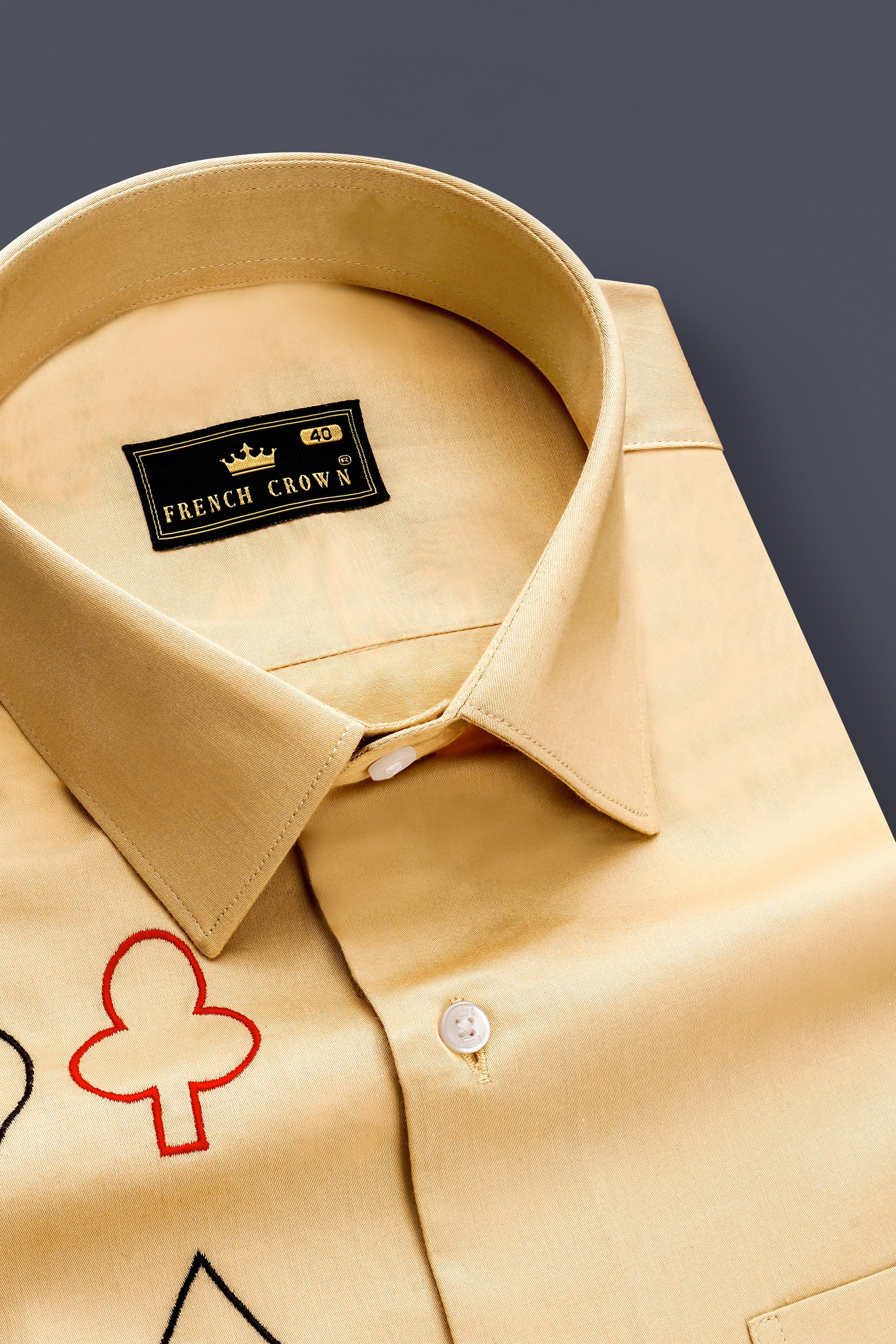 Cardish-Calico Brown Solitaire Card Embroidered Super Soft Premium Cotton Casual Designer Shirt