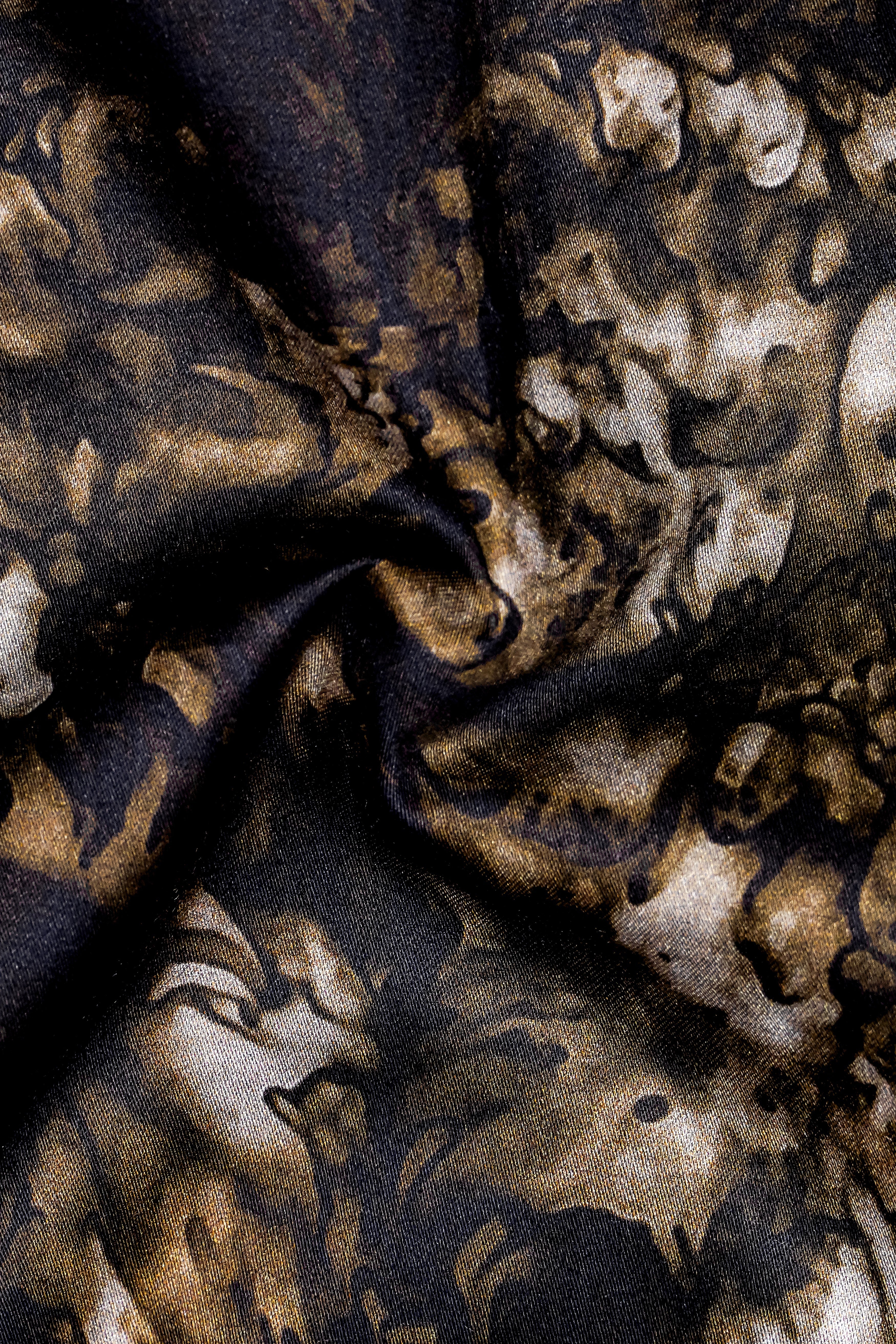 Ristretto-Cafe Noir Brown Printed Subtle Sheen Super Soft Premium Cotton Casual Shirt