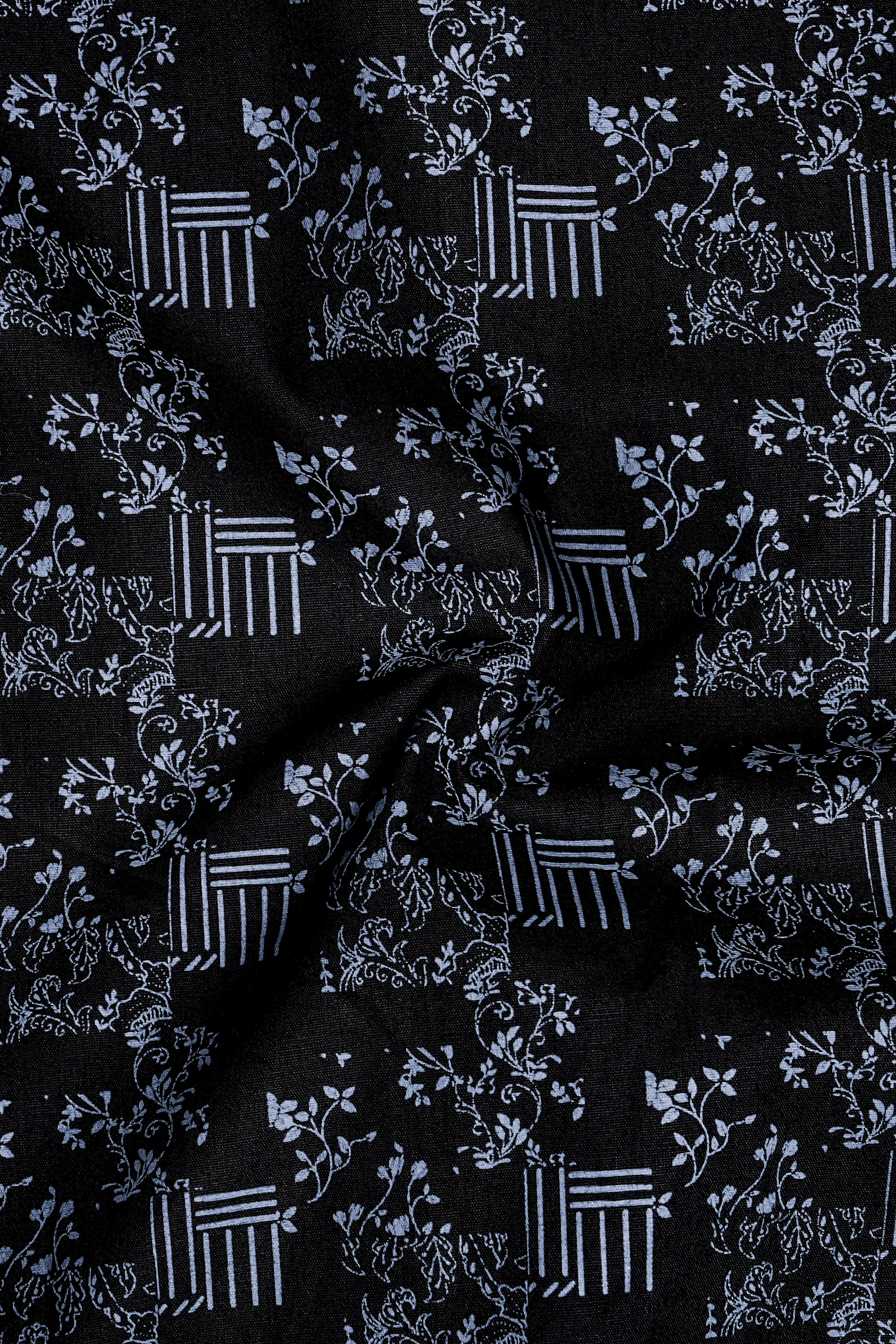Vesperin-Smoky Black Printed Super Soft Premium Cotton Semi Formal Shirt