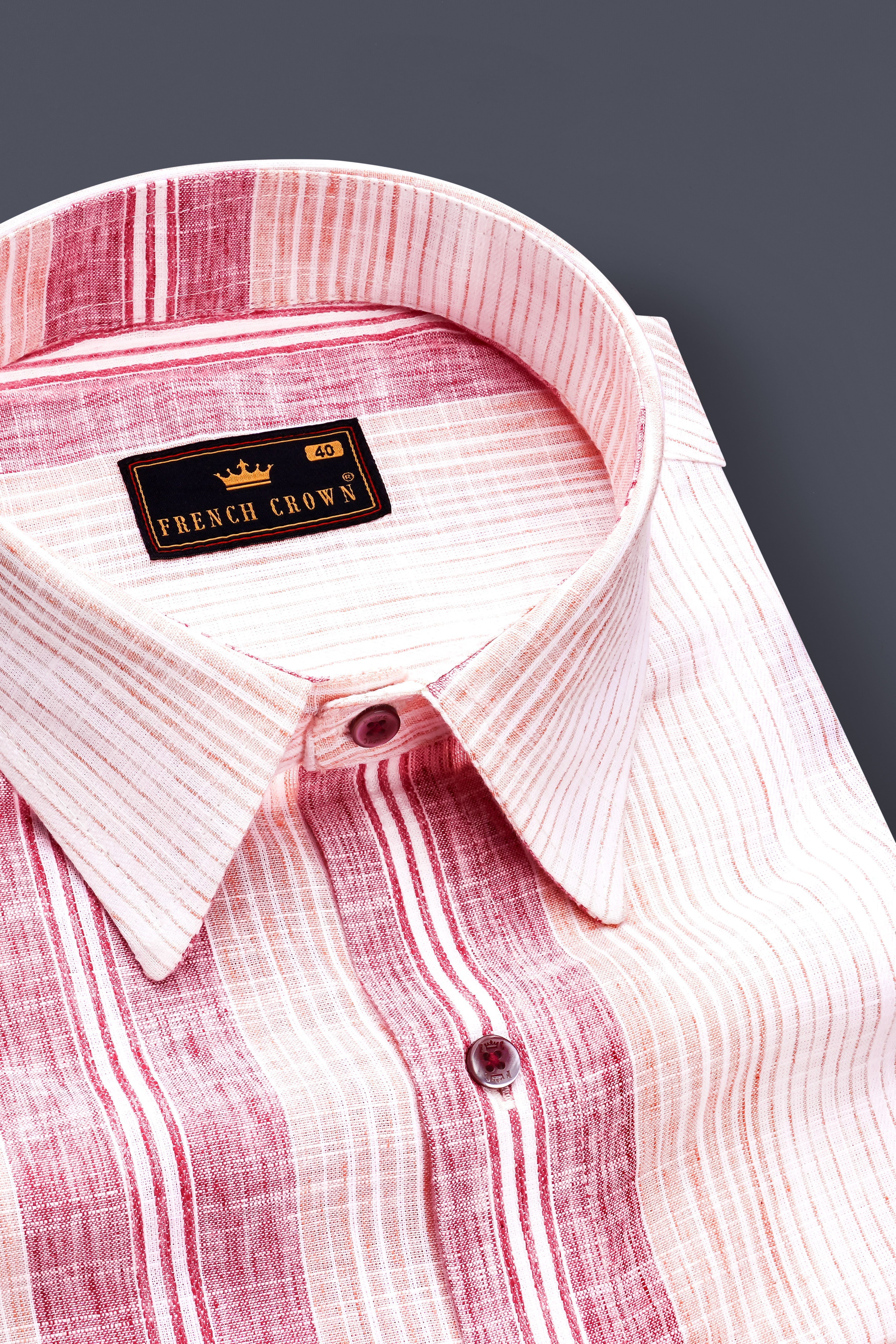 Zaffira-Sherbet Pink Striped Chambray Premium Cotton Semi Formal Shirt