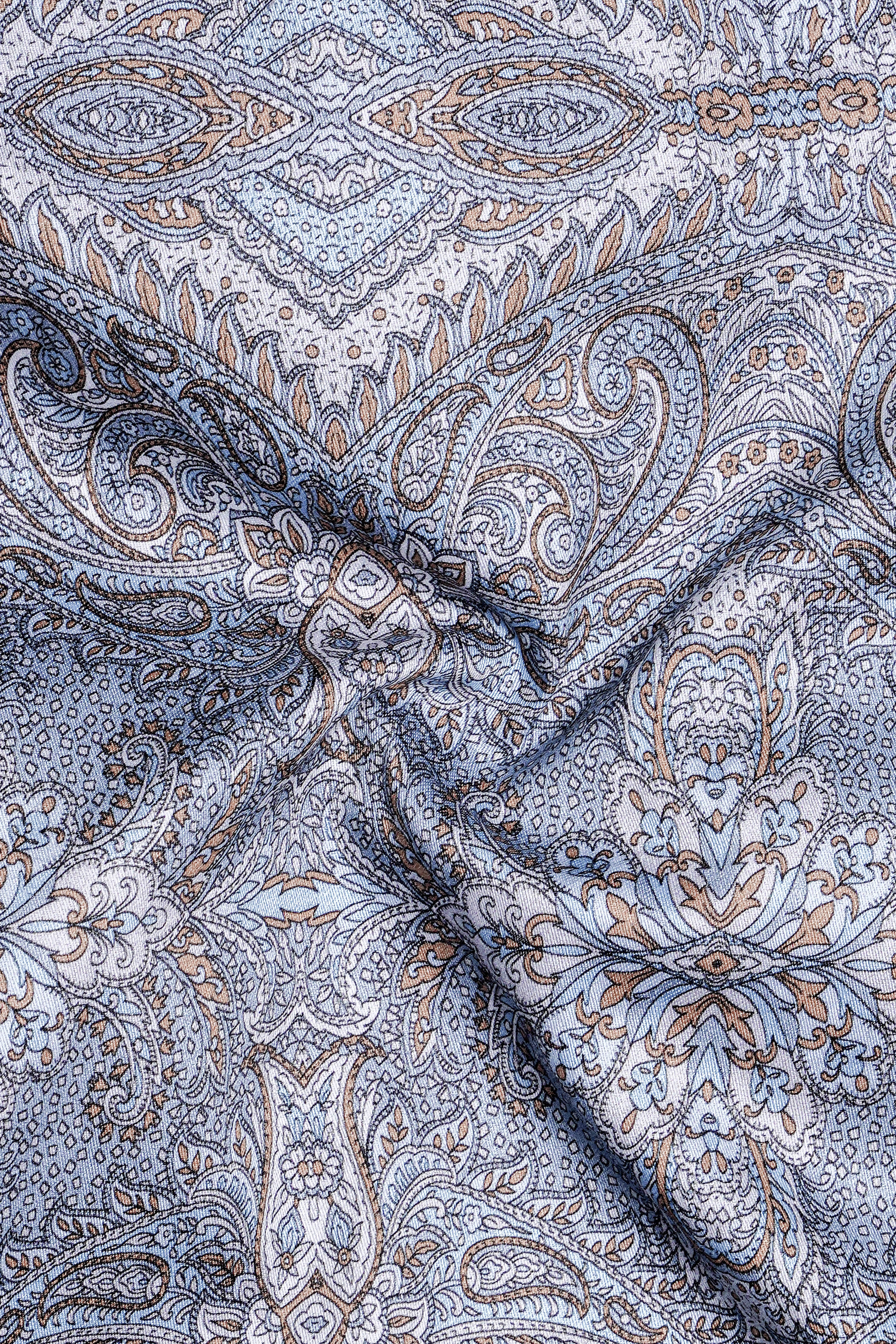 Azuron-Ship Cove Blue Paisleys Printed Subtle Sheen Super Soft Premium Cotton Casual Shirt