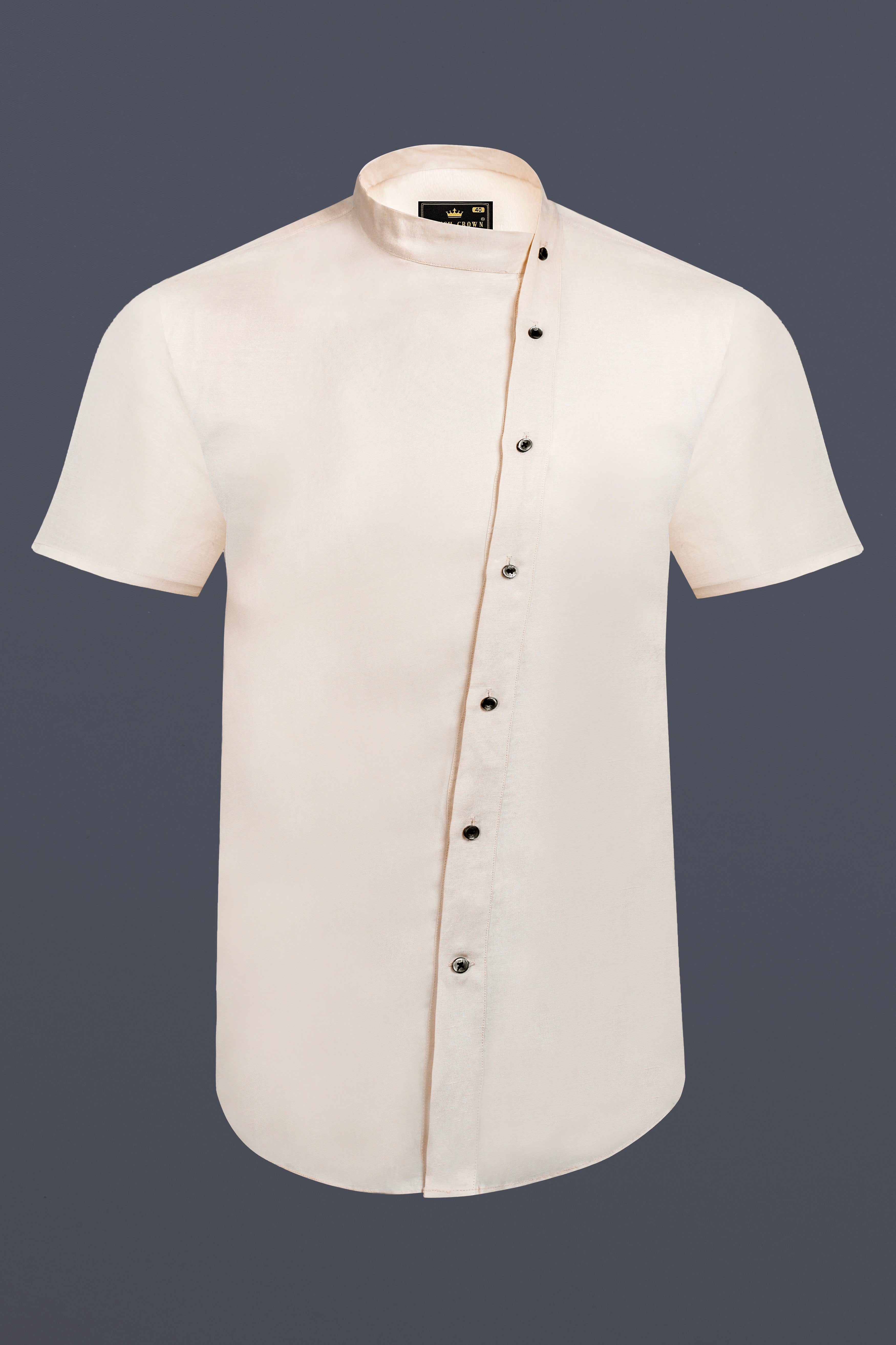 Velisse-Moon Mist Cream Luxurious Linen Casual Designer Shirt