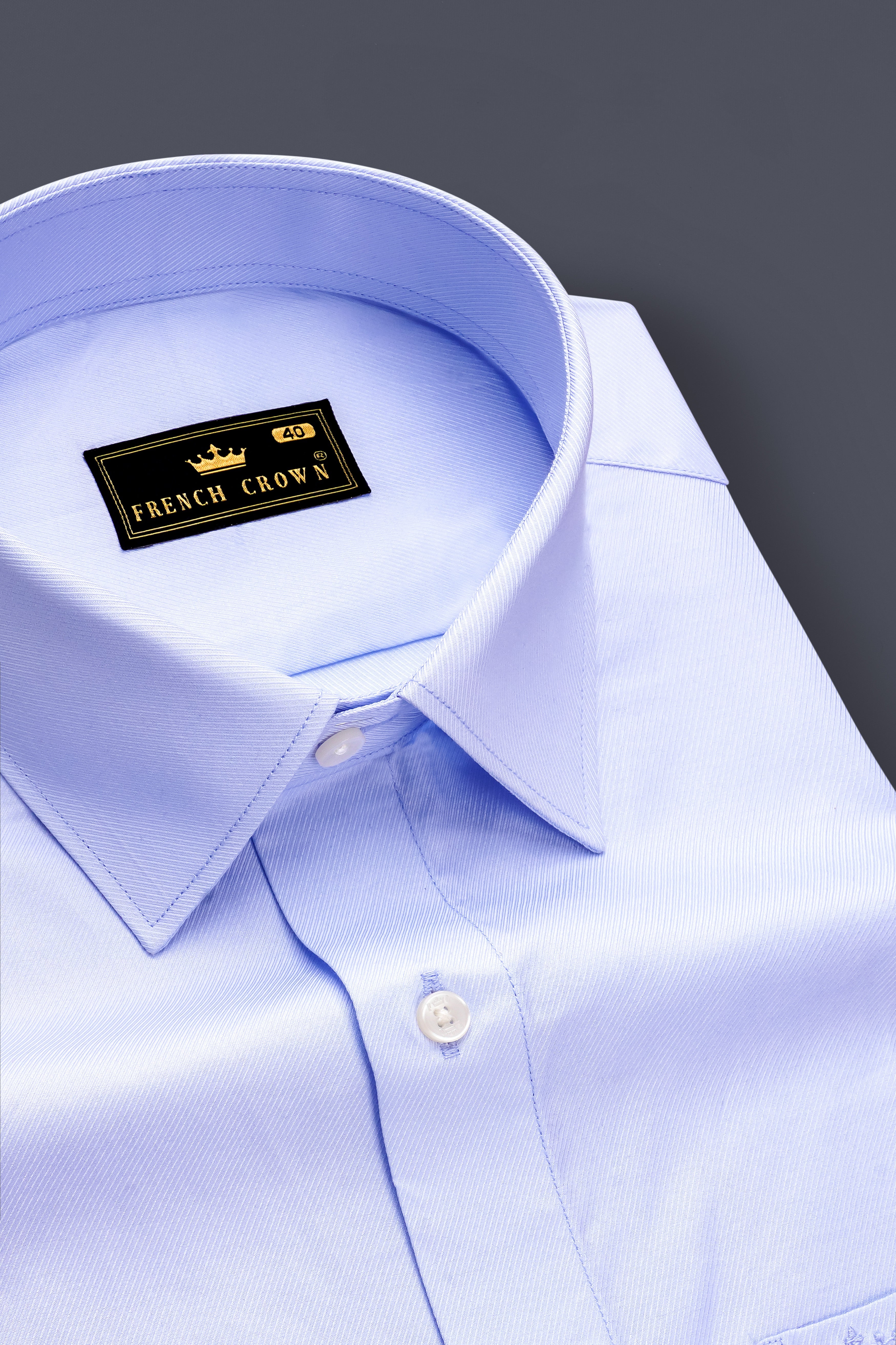 Bellune-Melrose Blue Dobby Textured Premium Giza Cotton Dress Shirt
