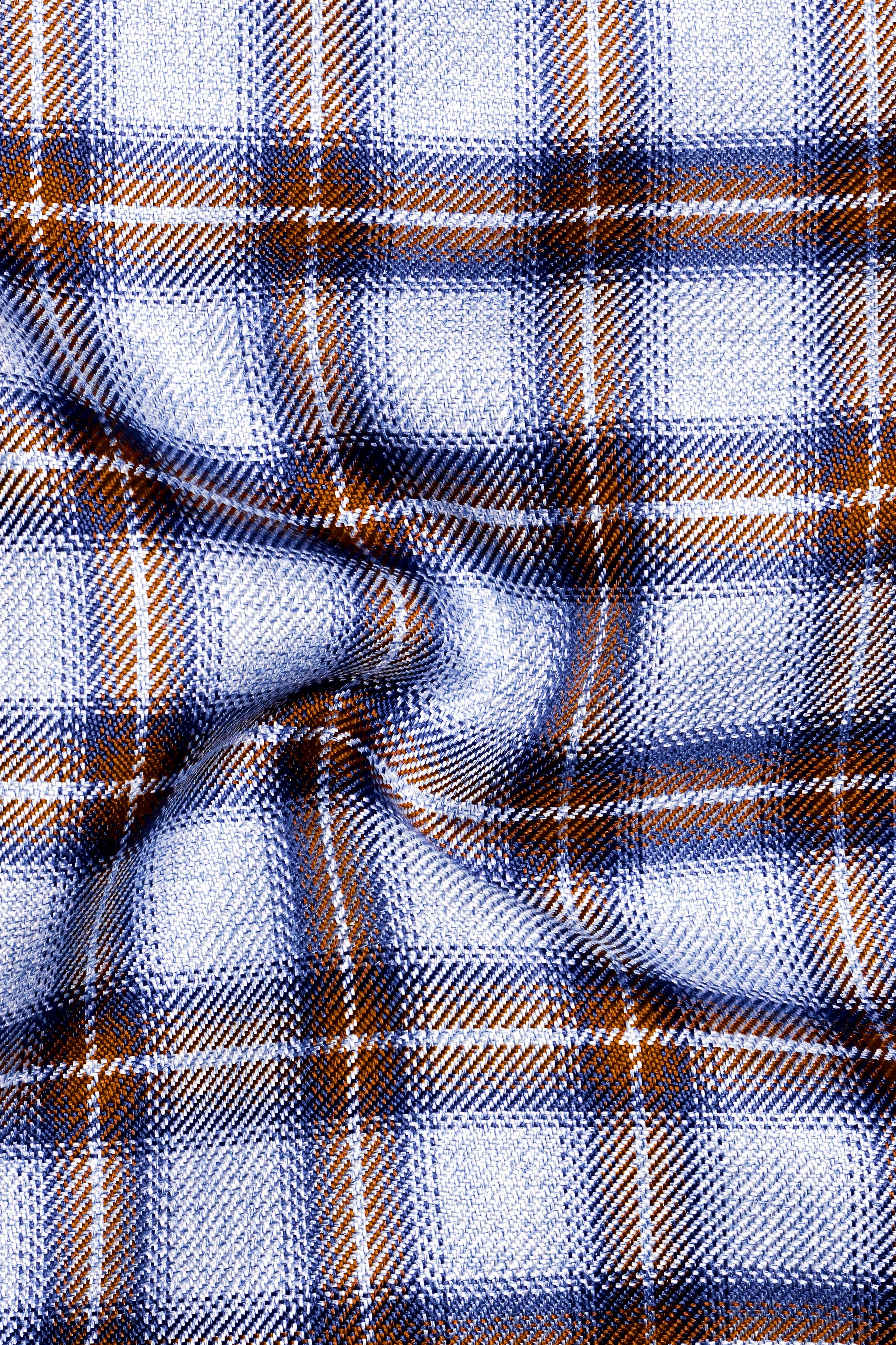 Castaire-Chateau Blue with Cocoa Brown Plaid Wool Rich Bomber Jacket
