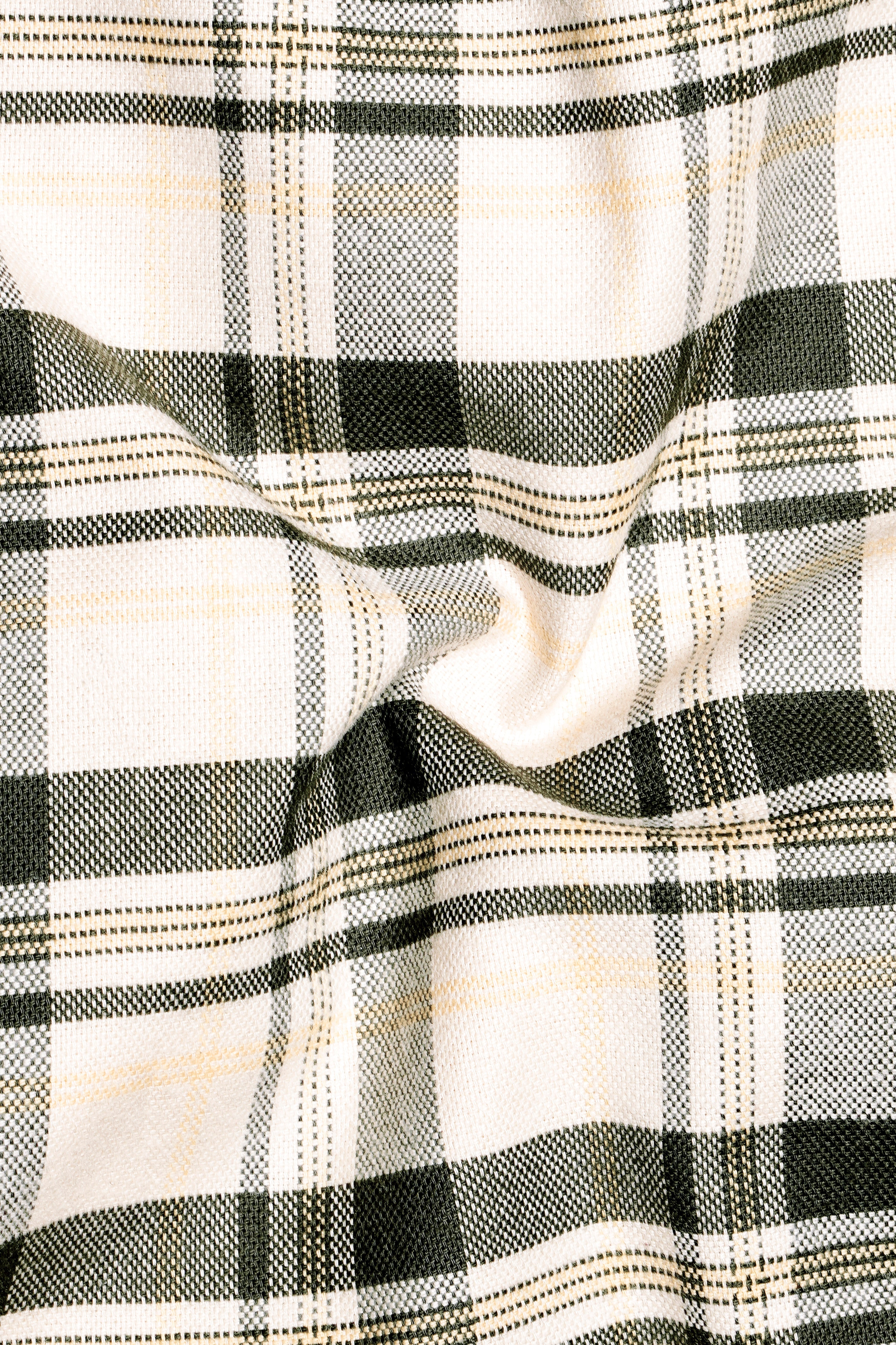 Mirella-Wheatfield Cream with Taupe Green Plaid Premium Cotton Bomber Jacket