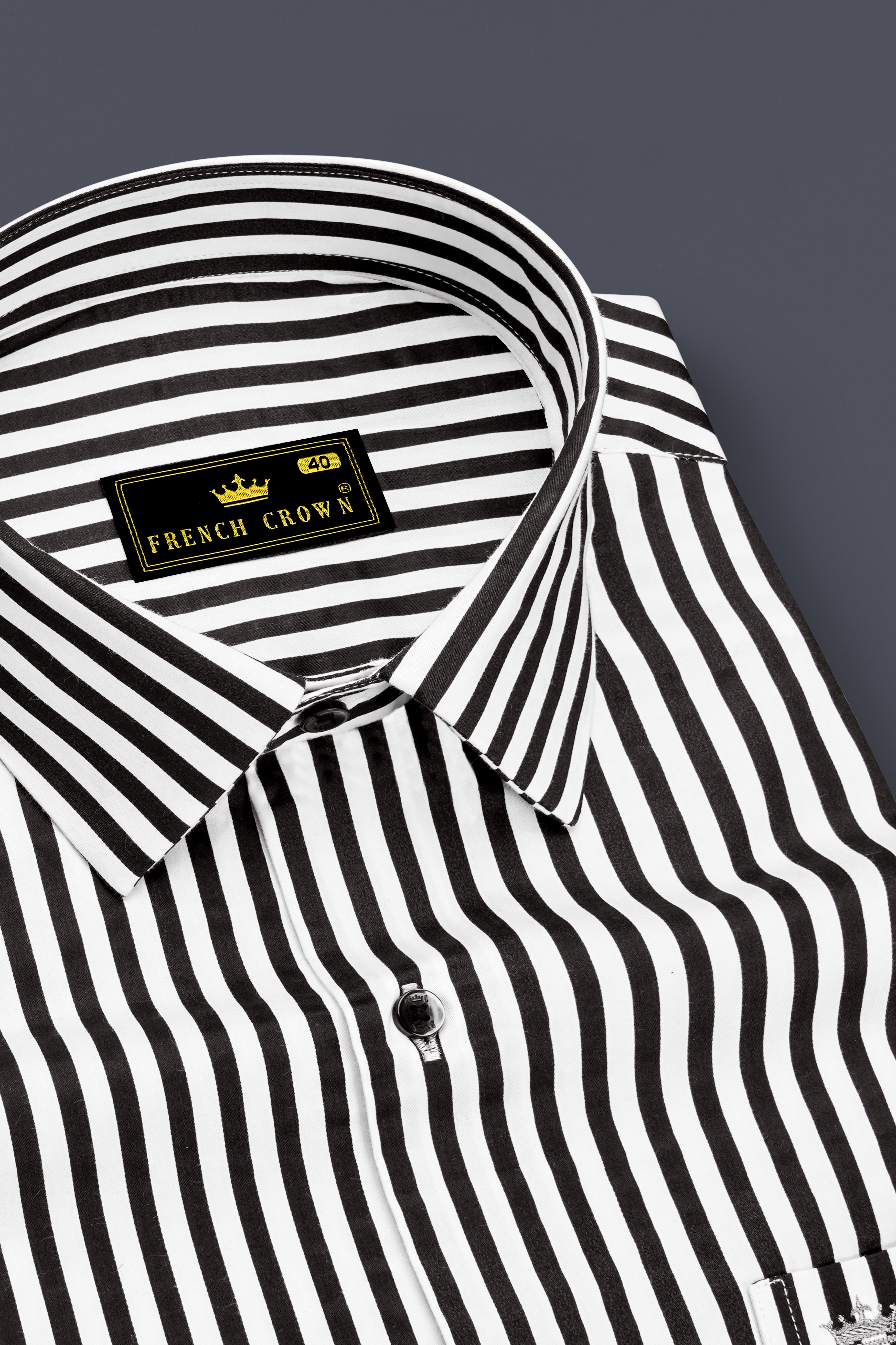 Noirlyn-Jade Black And Bright White Striped Subtle Sheen Super Soft Premium Cotton Dress Shirt