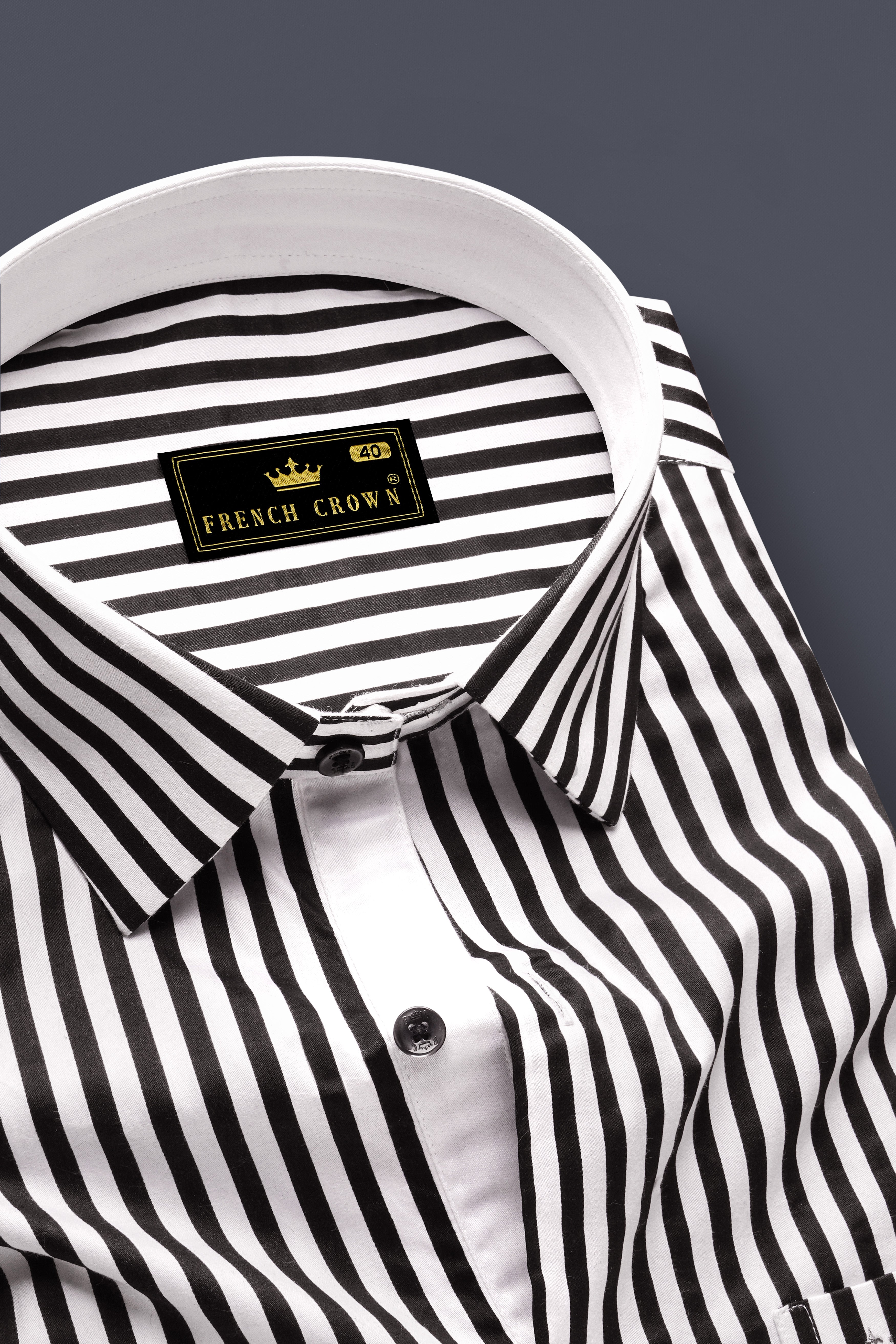 Noirlyn-Jade Black And Bright White Striped Super Soft Premium Cotton Dress Shirt