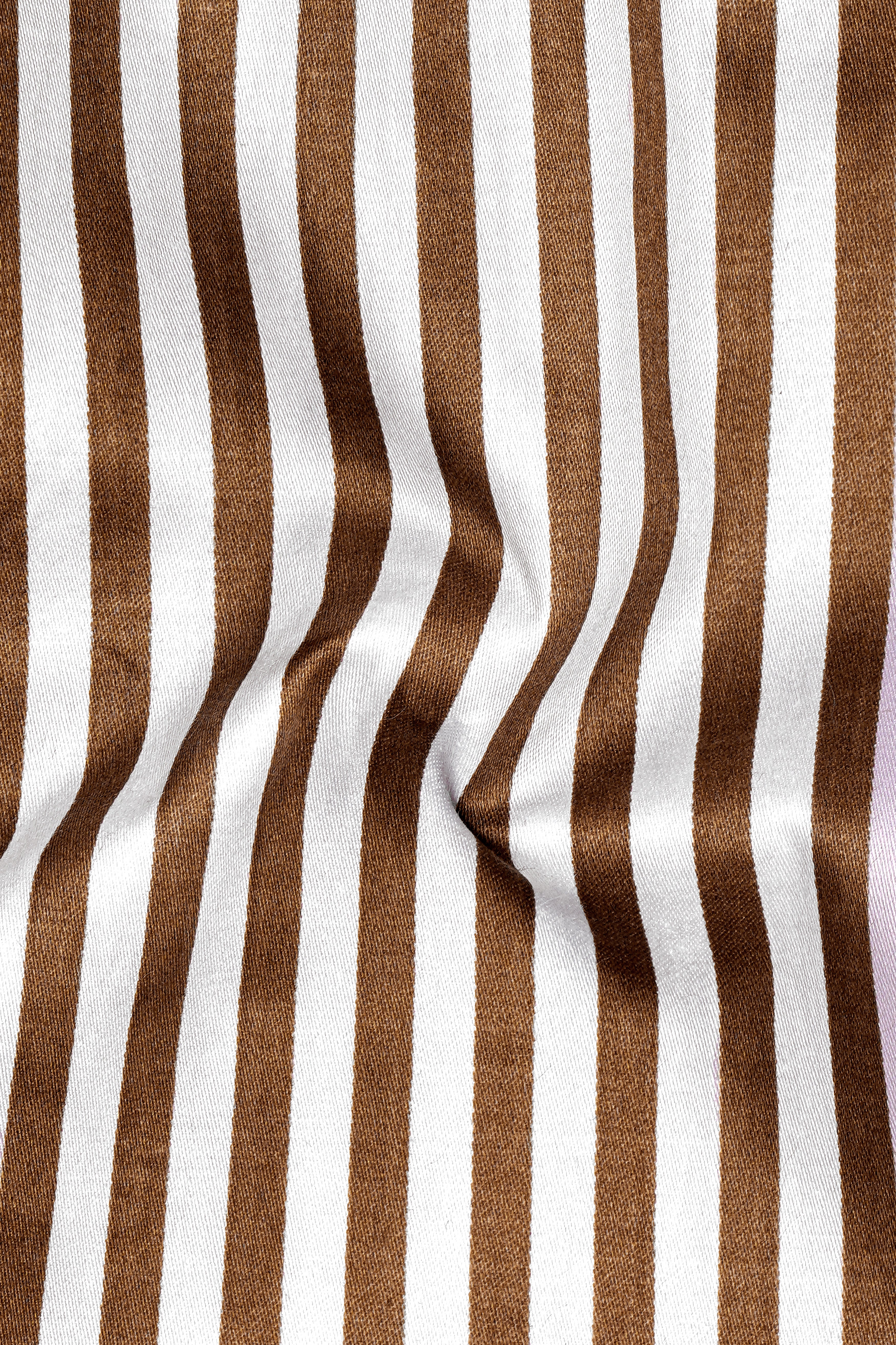 Bralisse-Tawny Brown And Bright White Striped Subtle Sheen Super Soft Premium Cotton Dress Shirt