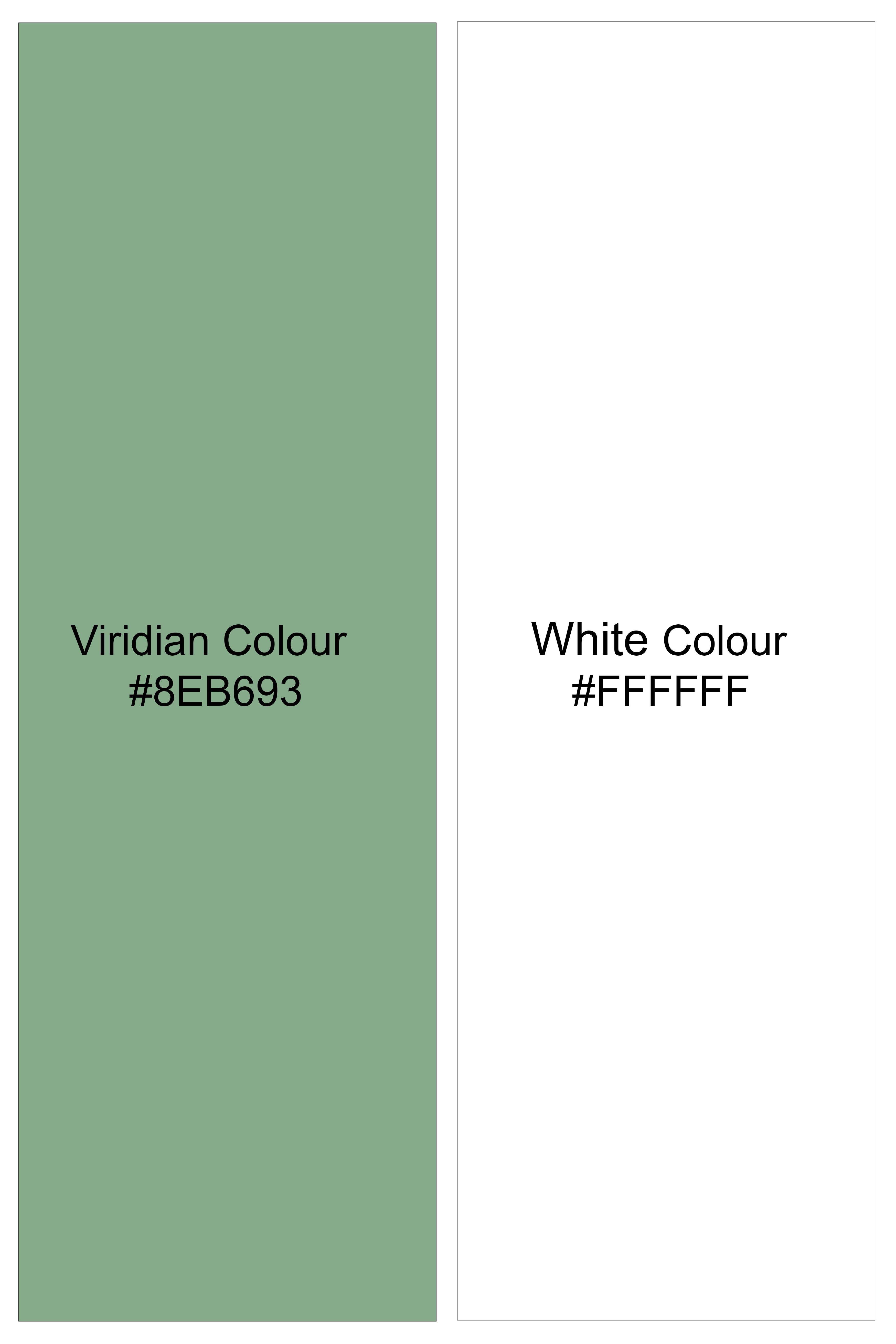 Frescira-Viridian Green And Bright White Striped Super Soft Premium Cotton Formal White Cuff Collar Shirt