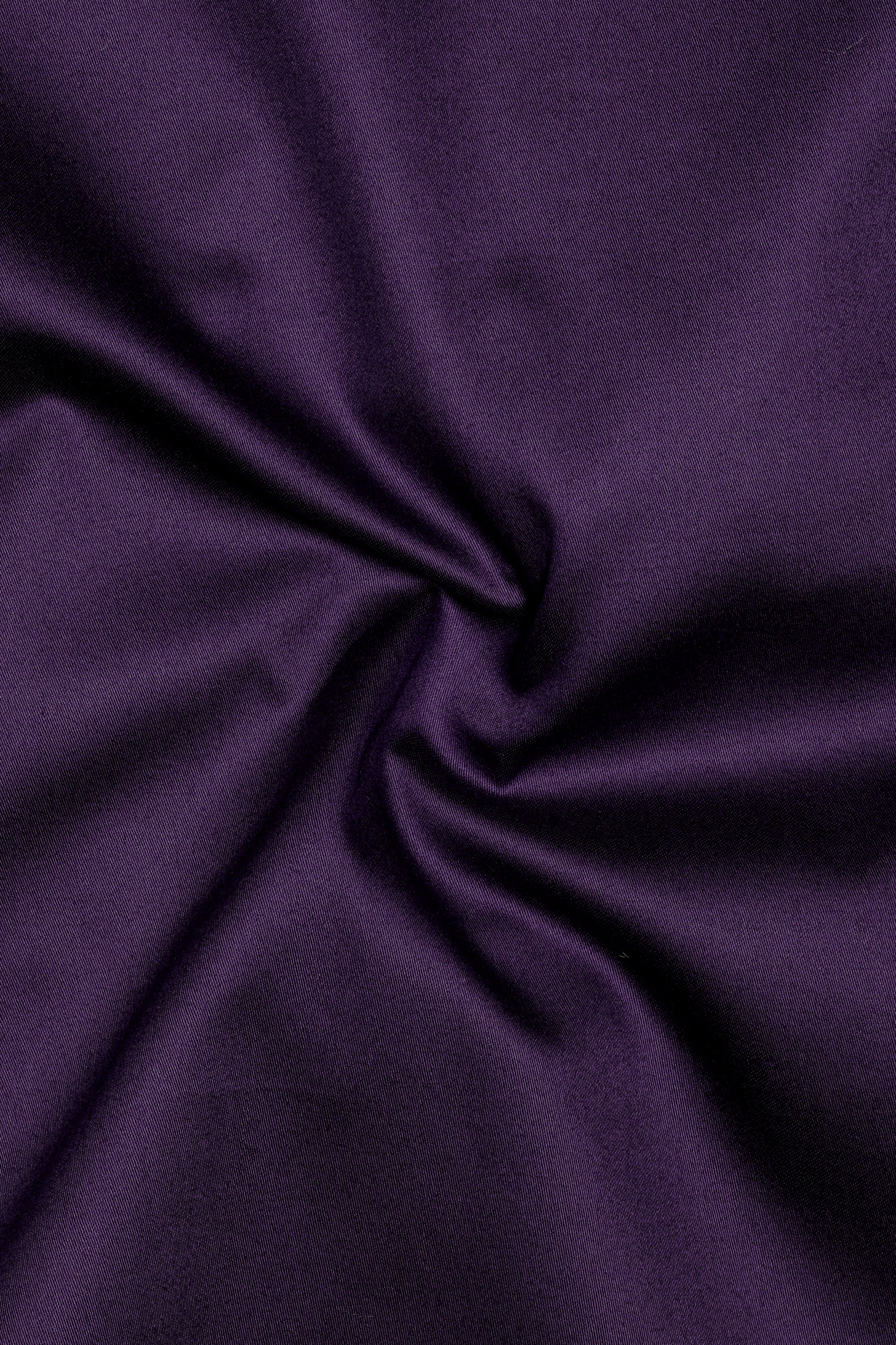 Violet-Grape Purple Subtle Sheen Super Soft Premium Cotton Dress Mandarin Shirt