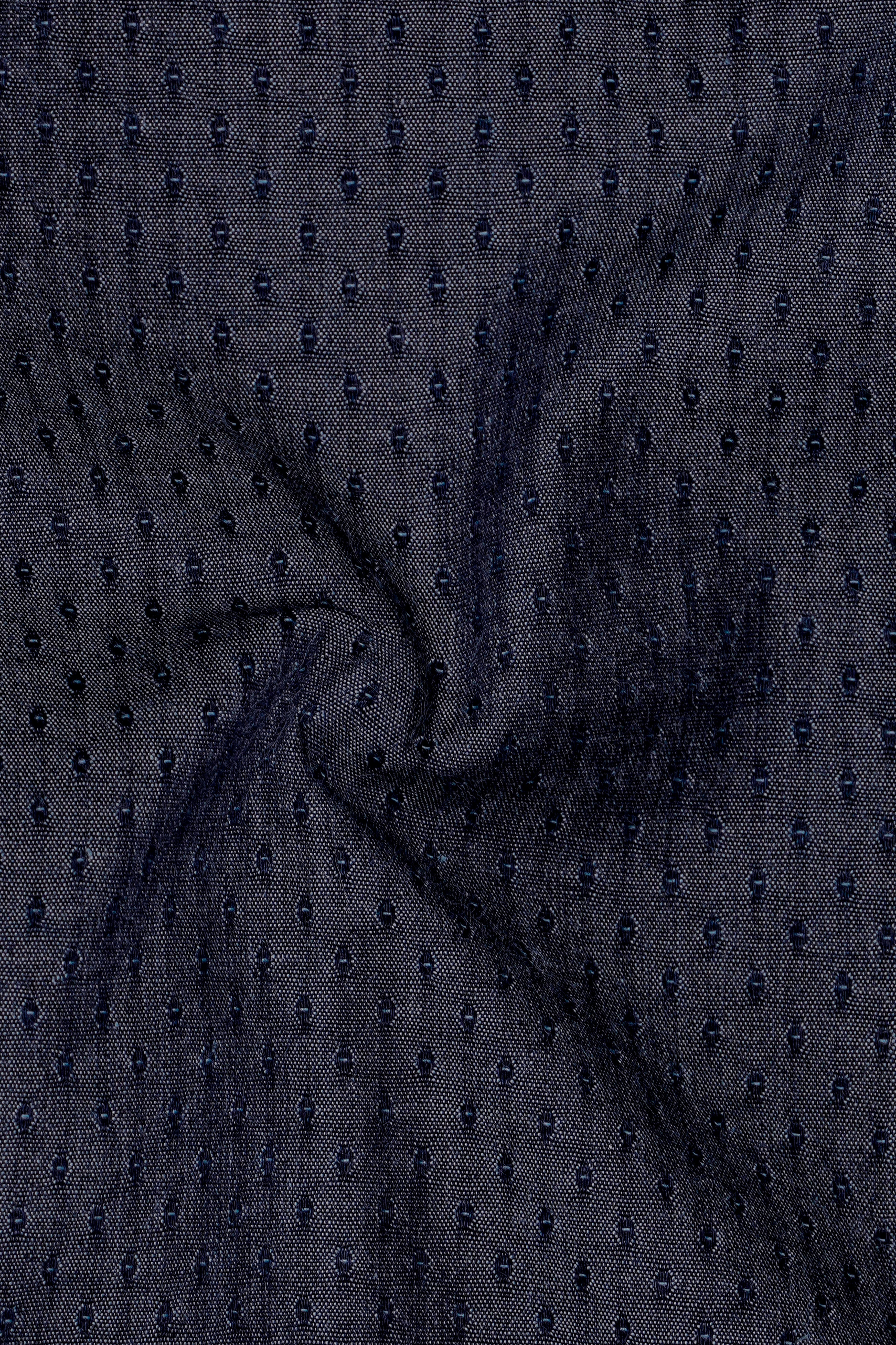 Denidots-Baltic Sea Denim Blue Geometric Dots Textured Super Soft Premium Cotton Casual Shirt