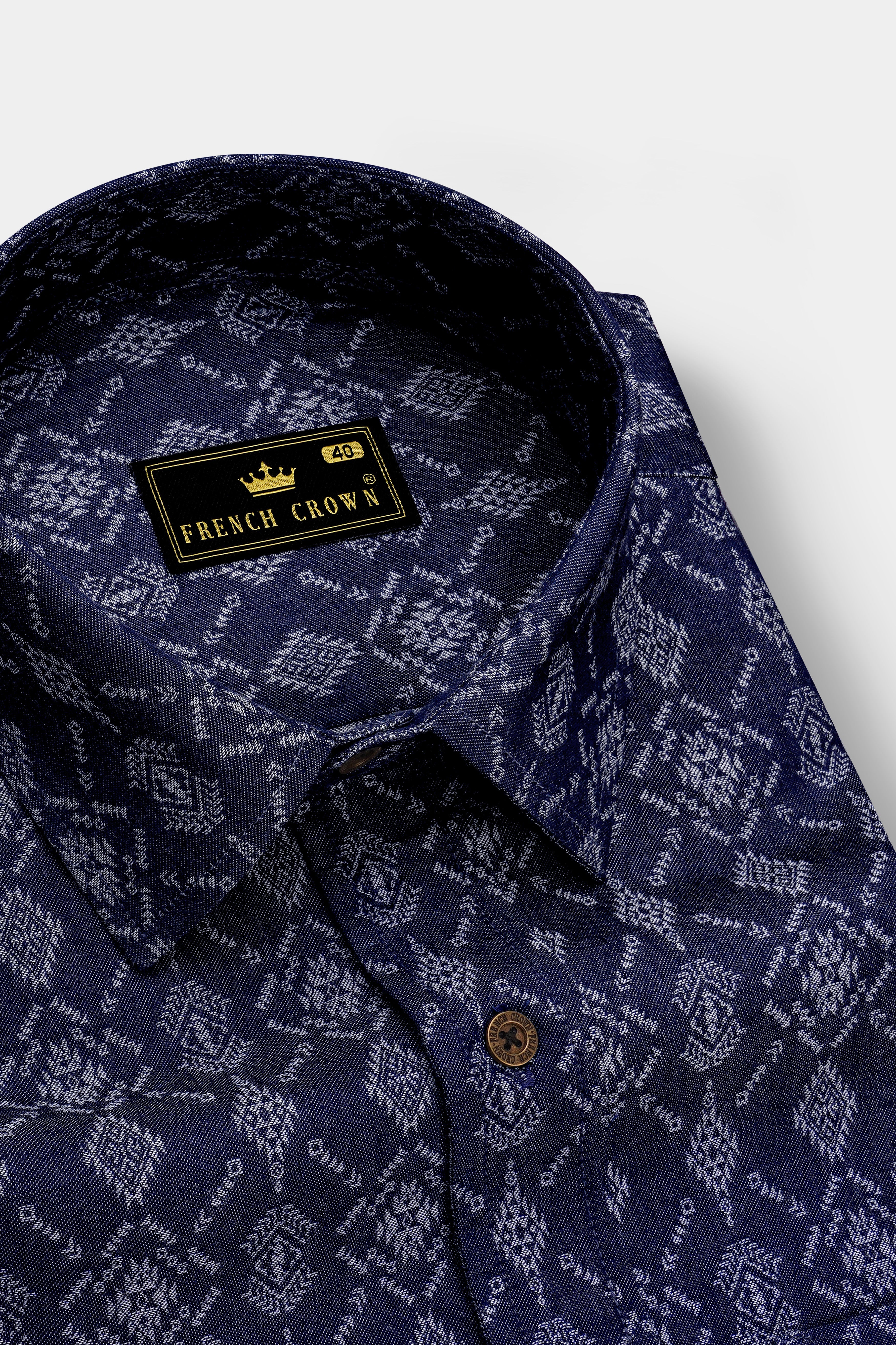 Bluikat-Haiti Denim Blue Ikat Print Super Soft Premium Cotton Casual Shirt