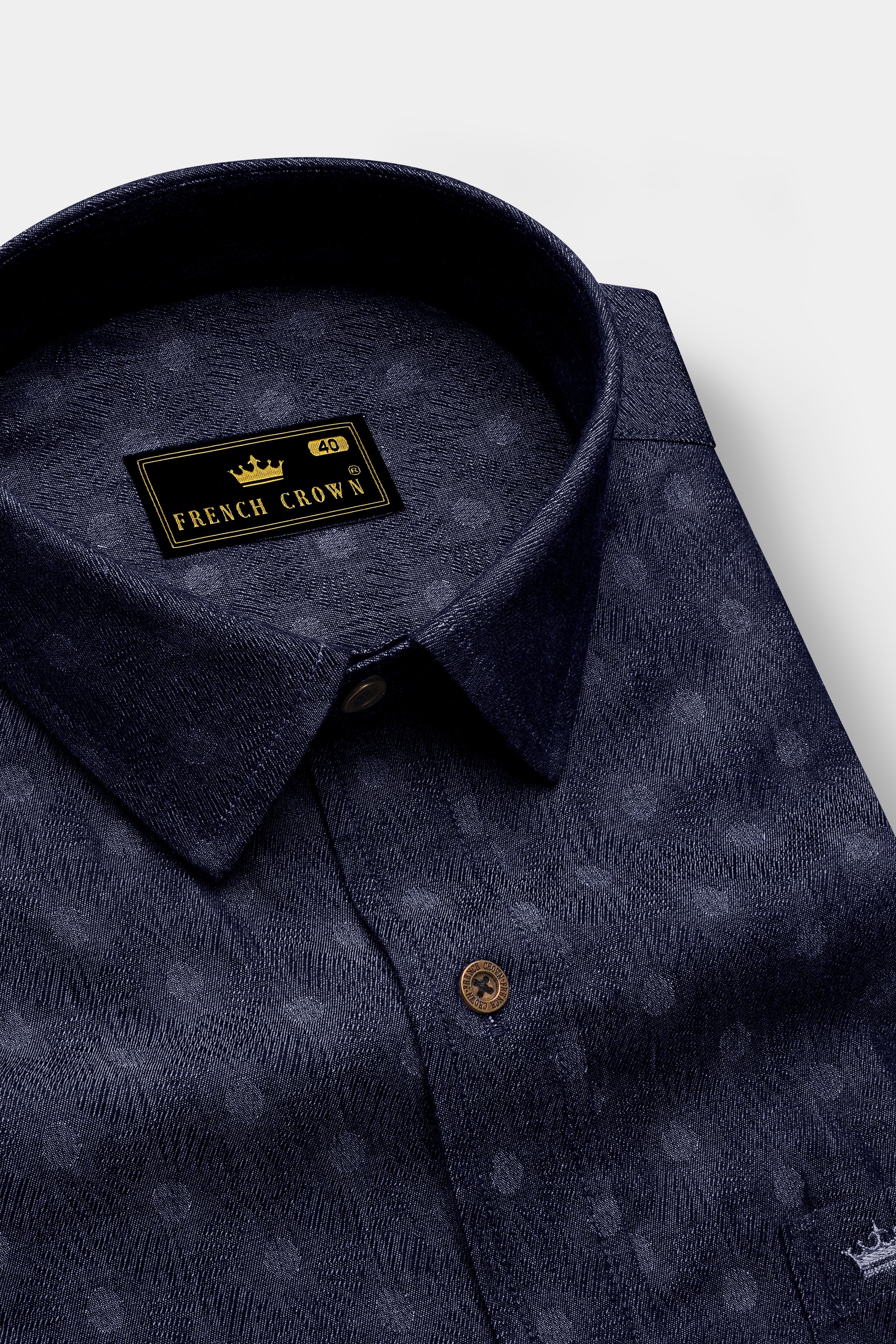 Bluvivo-Firefly Denim Blue Polka Dotted Printed Super Soft Premium Cotton Casual Shirt