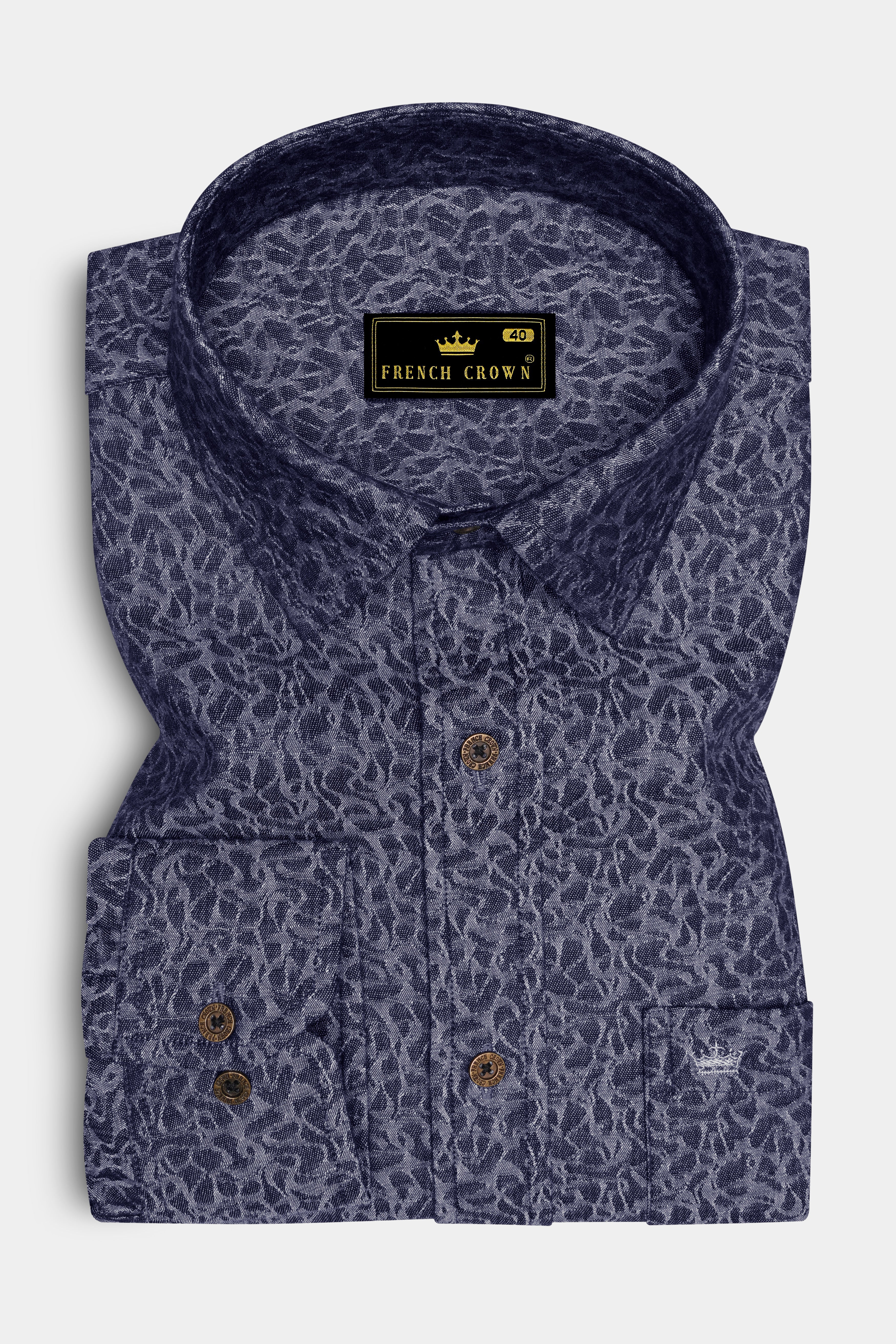 Camosyne-Phantom Denim Blue Abstract Camouflage Printed Super Soft Premium Cotton Casual Shirt