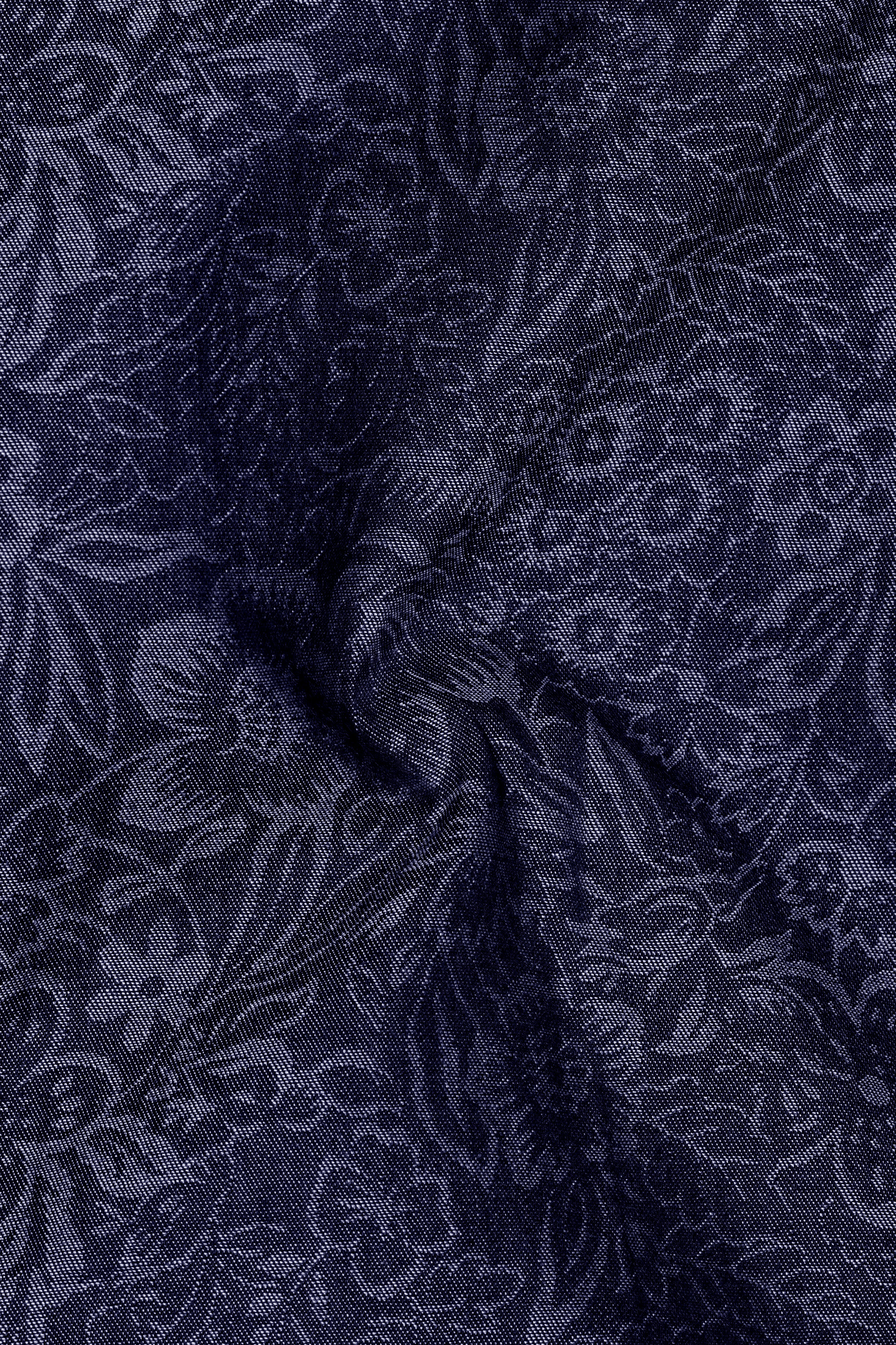 Retrovia-Retro Denim Blue Floral Printed Super Soft Premium Cotton Casual Shirt