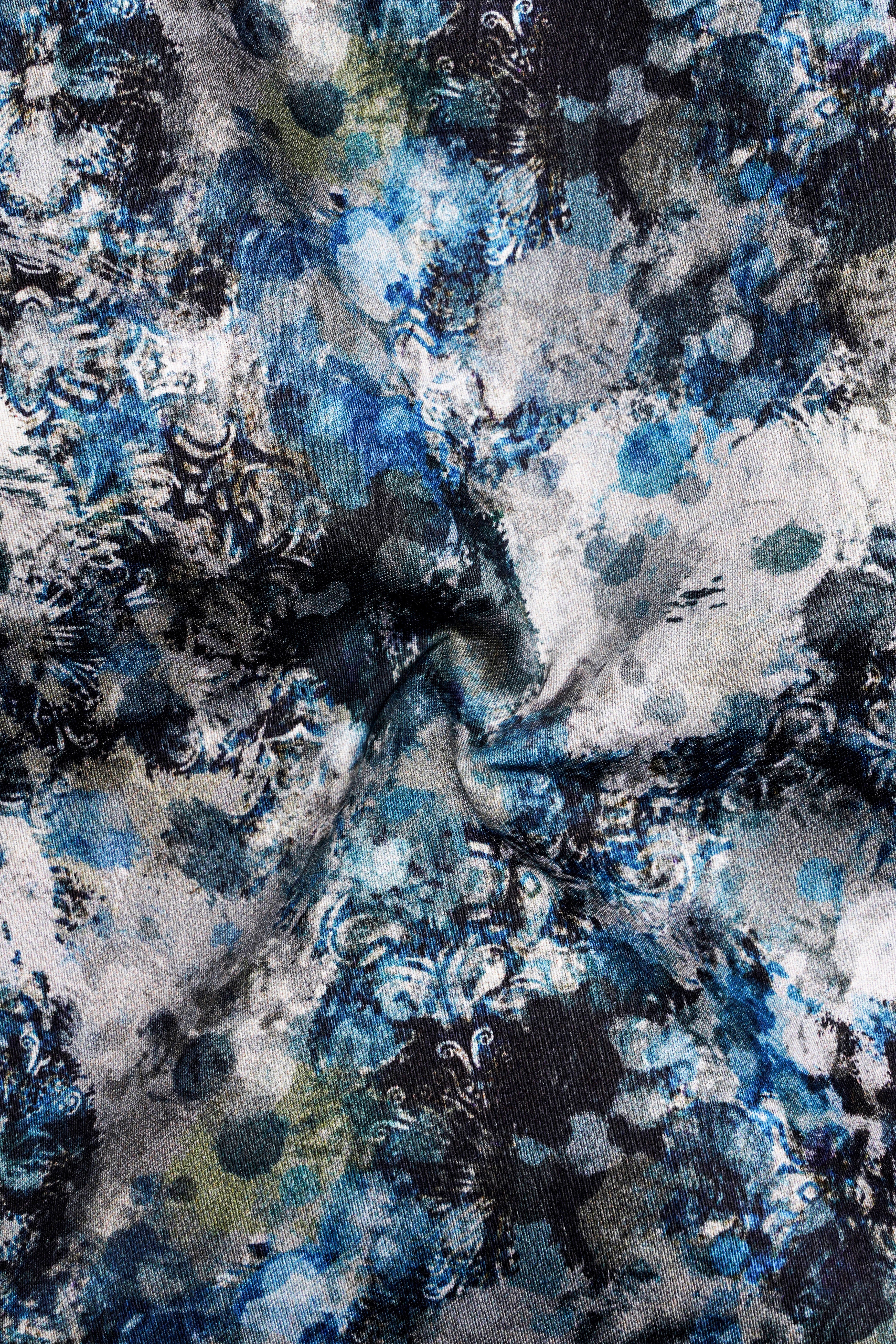 Aquivell-Dianne Blue And Bright White Aquarelle Storm Printed Super Soft Premium Cotton Semi Formal Shirt