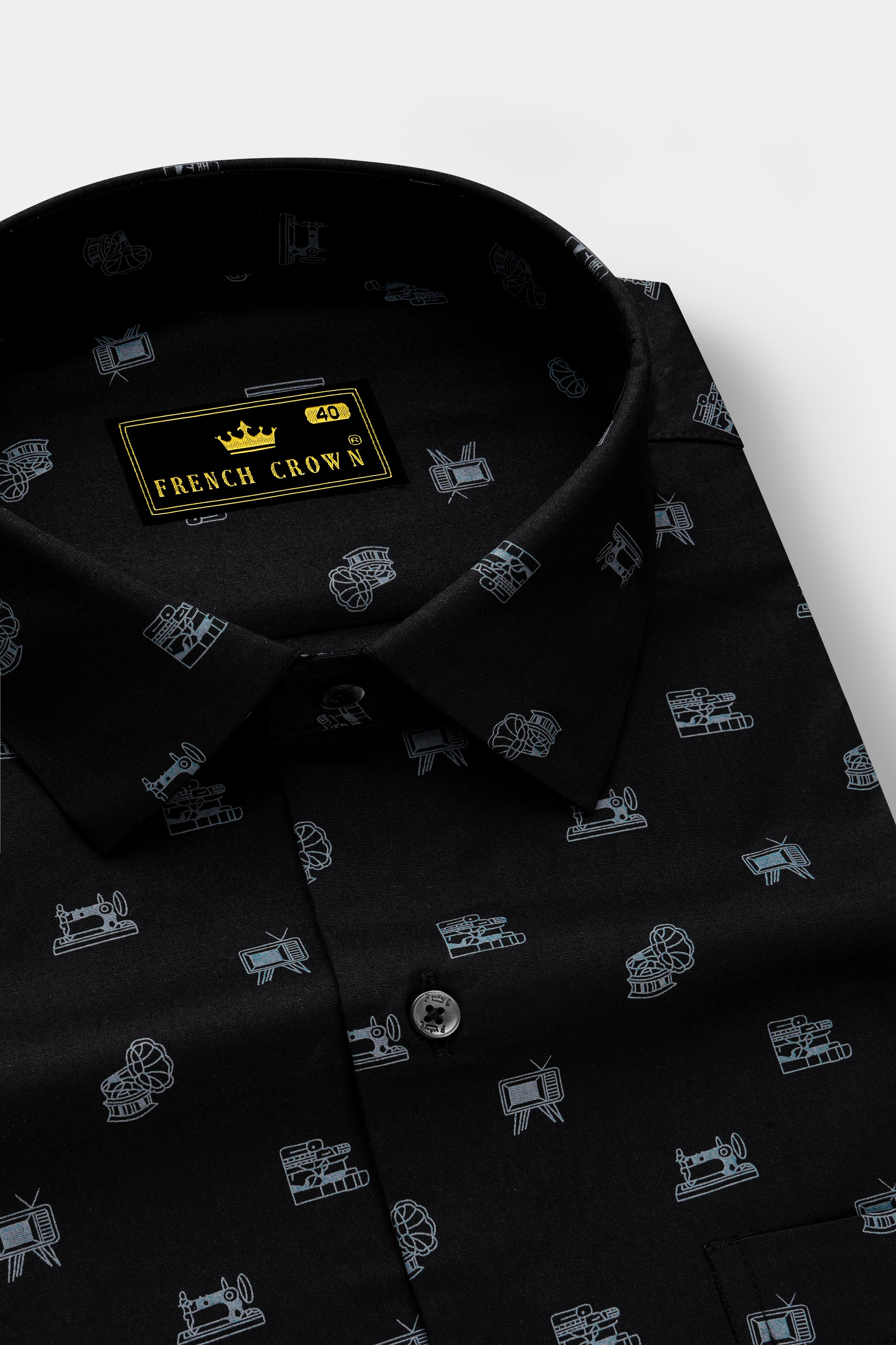 Vintcrest-Bunker Black Vintage Icons Printed Super Soft Premium Cotton Semi Formal Shirt