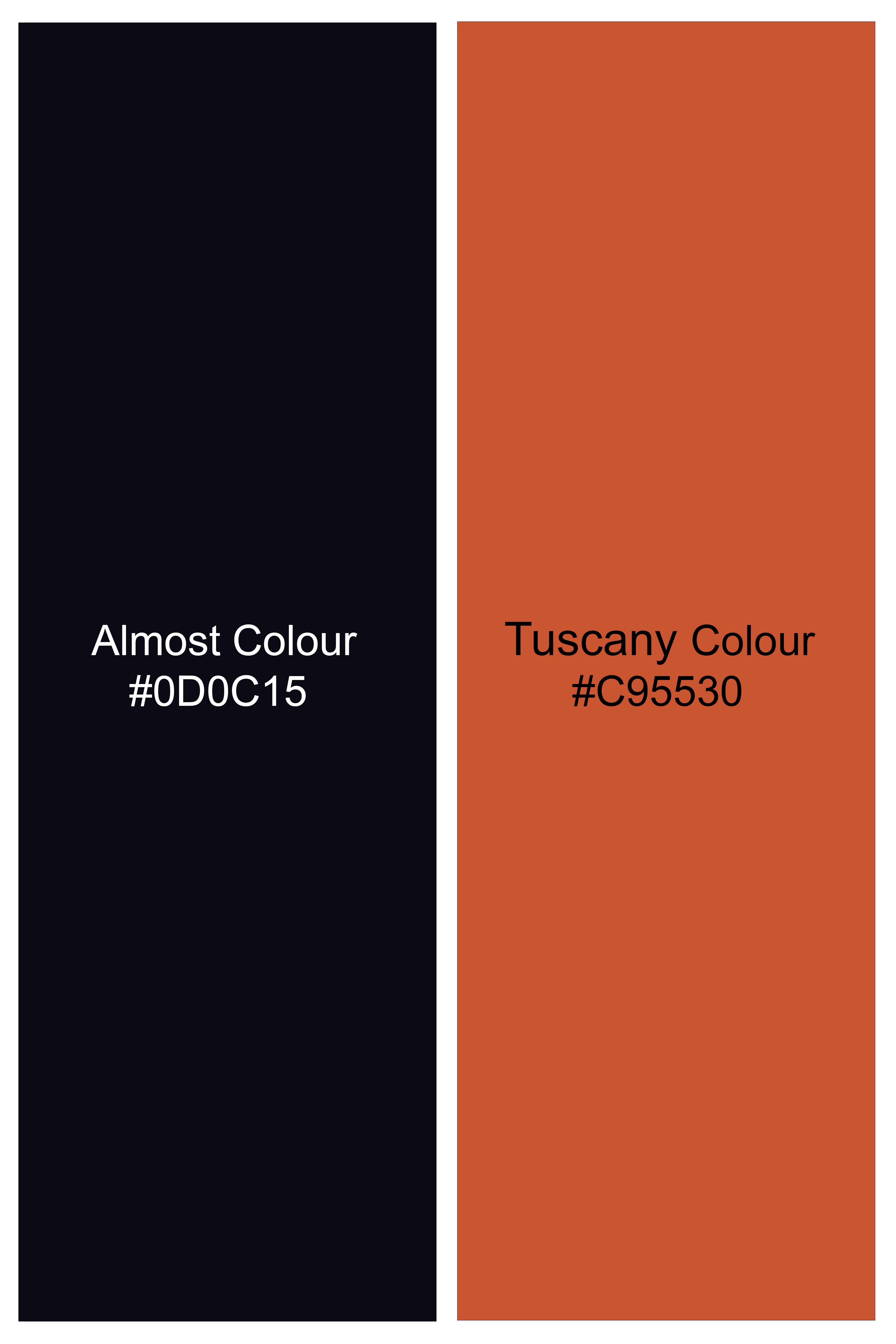 Tuscrest-Almost Blue And Tuscany Orange French Crown Elements Printed Super Soft Premium Cotton Casual Shirt
