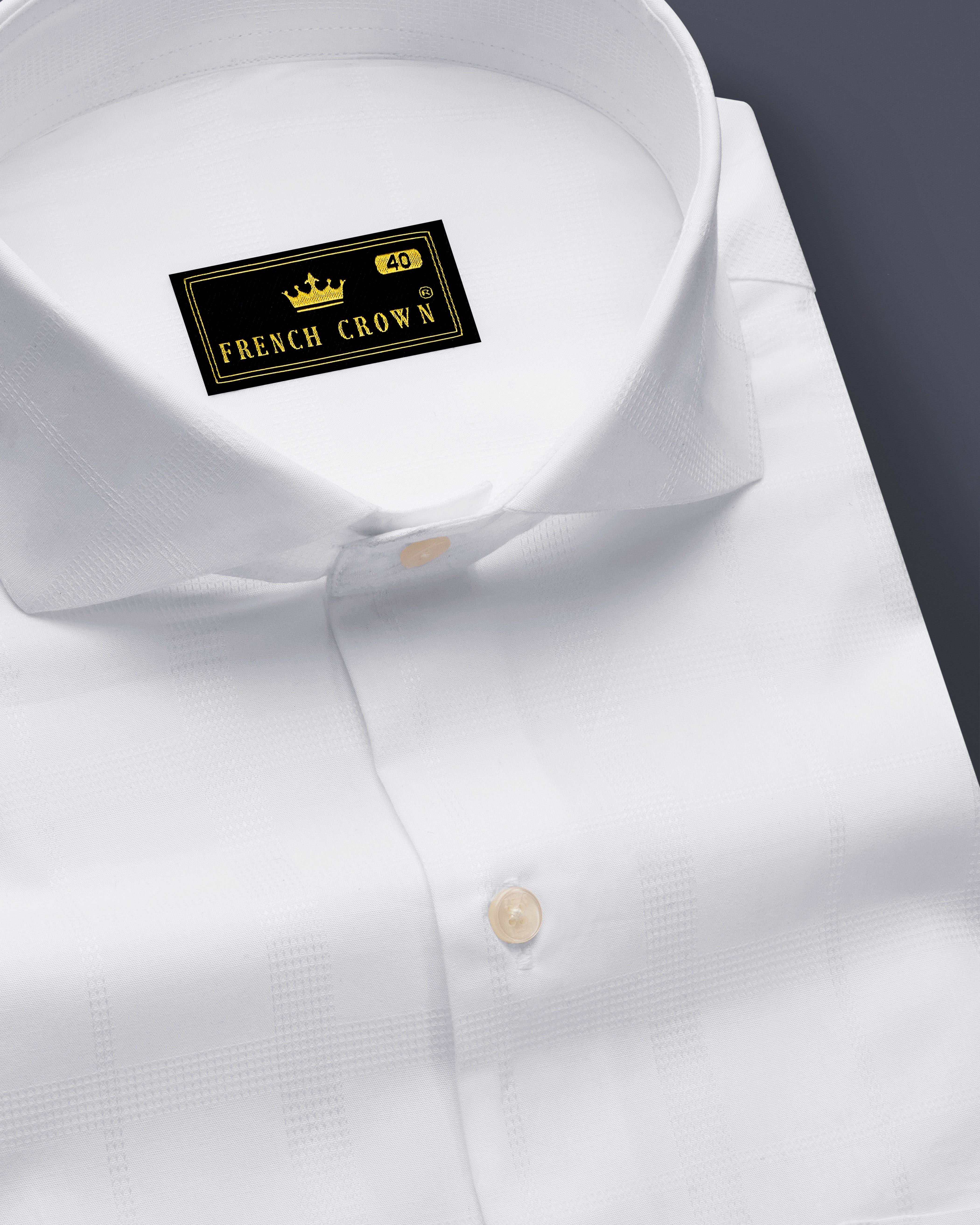 Ivovira-Bright White Dobby Textured Premium Giza Cotton Cut Away Dress Shirt