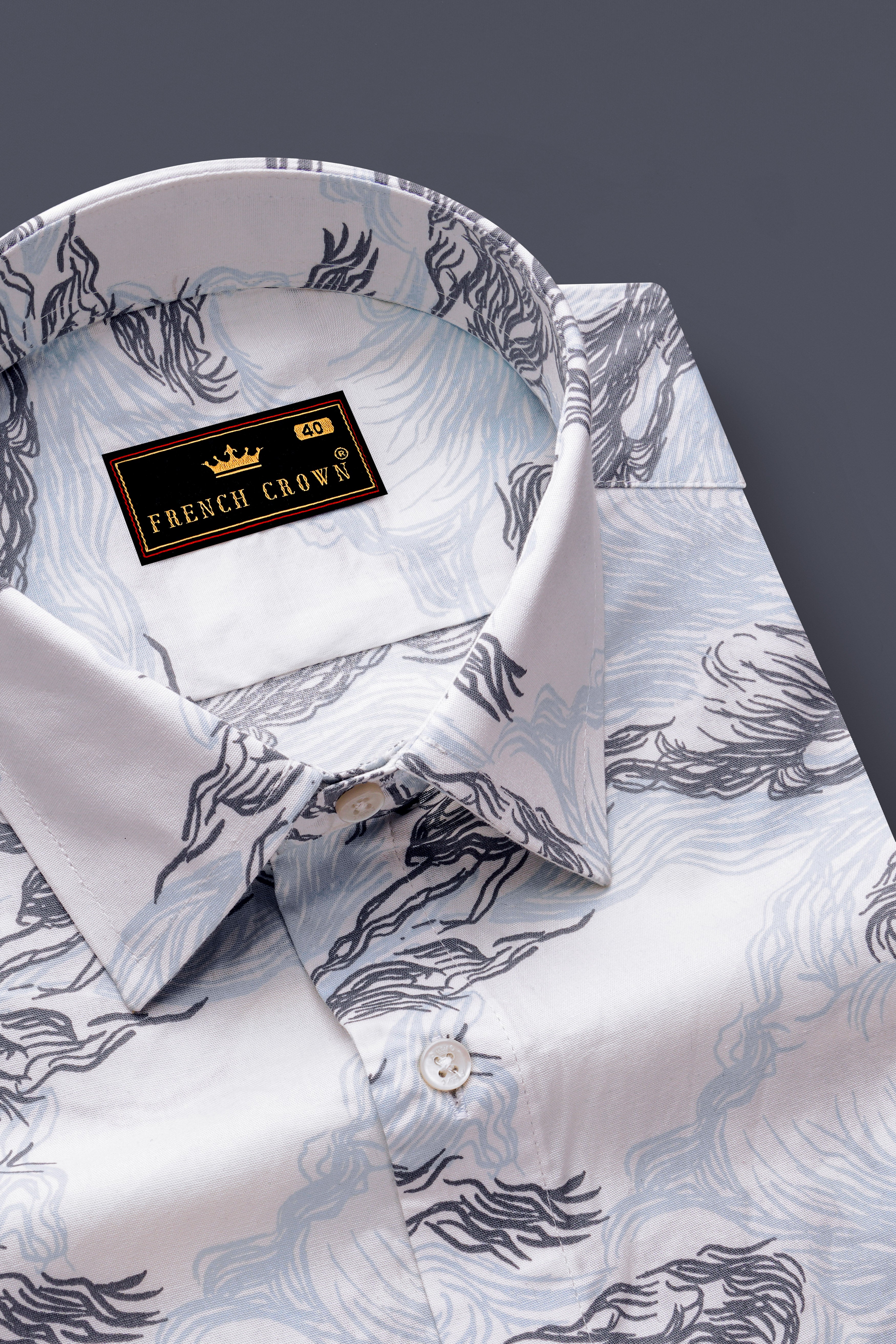 Aquivra-Bright White And Blizzard Blue Storm Waves Printed Super Soft Premium Cotton Casual Shirt