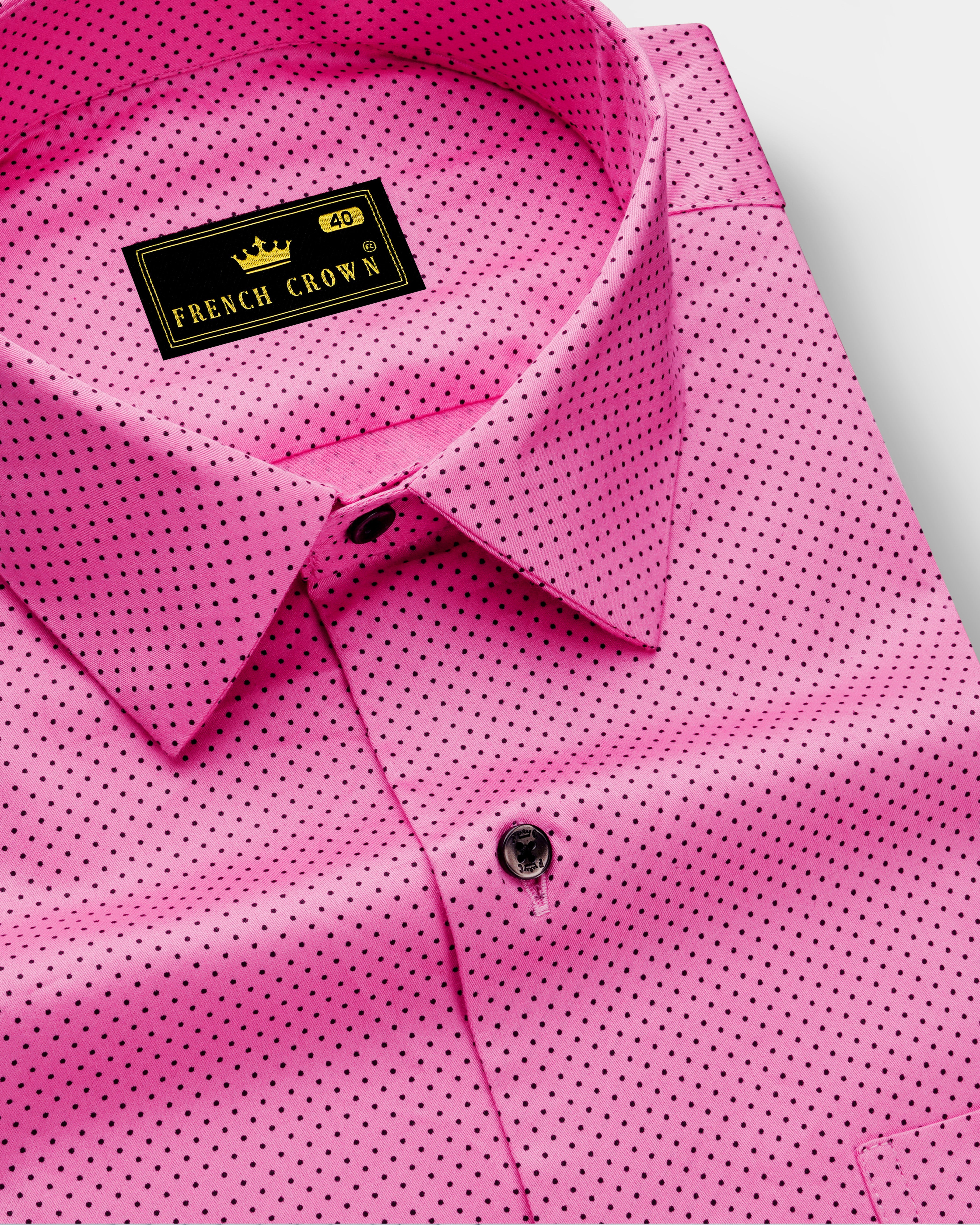 Rosicrest-Persian Pink Dotted Printed Subtle Sheen Super Soft Premium Cotton Casual Shirt