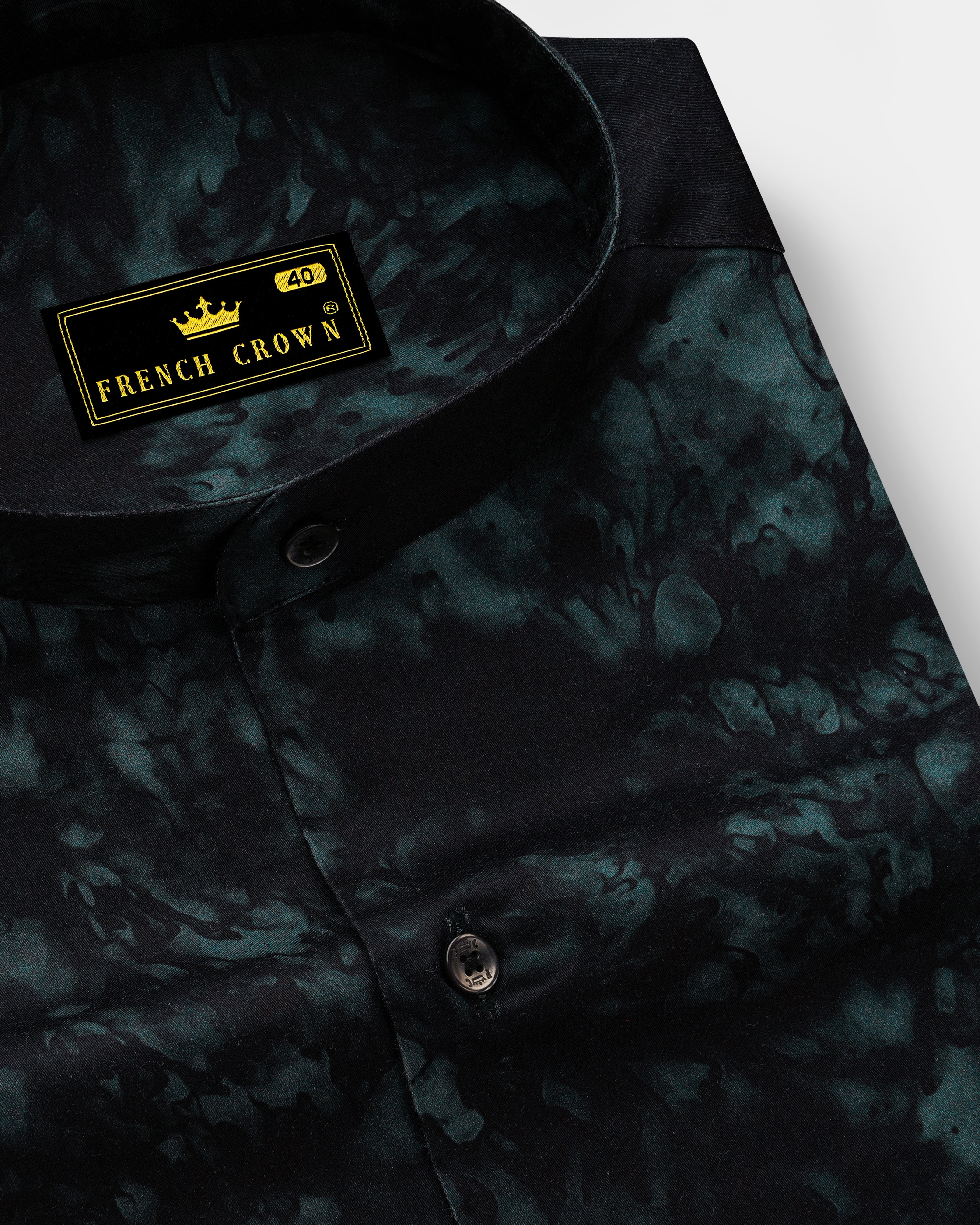 Emerivra-Bunker Black And Timber Green Emerald Smoke Printed Super Soft Premium Cotton Semi Formal Shirt