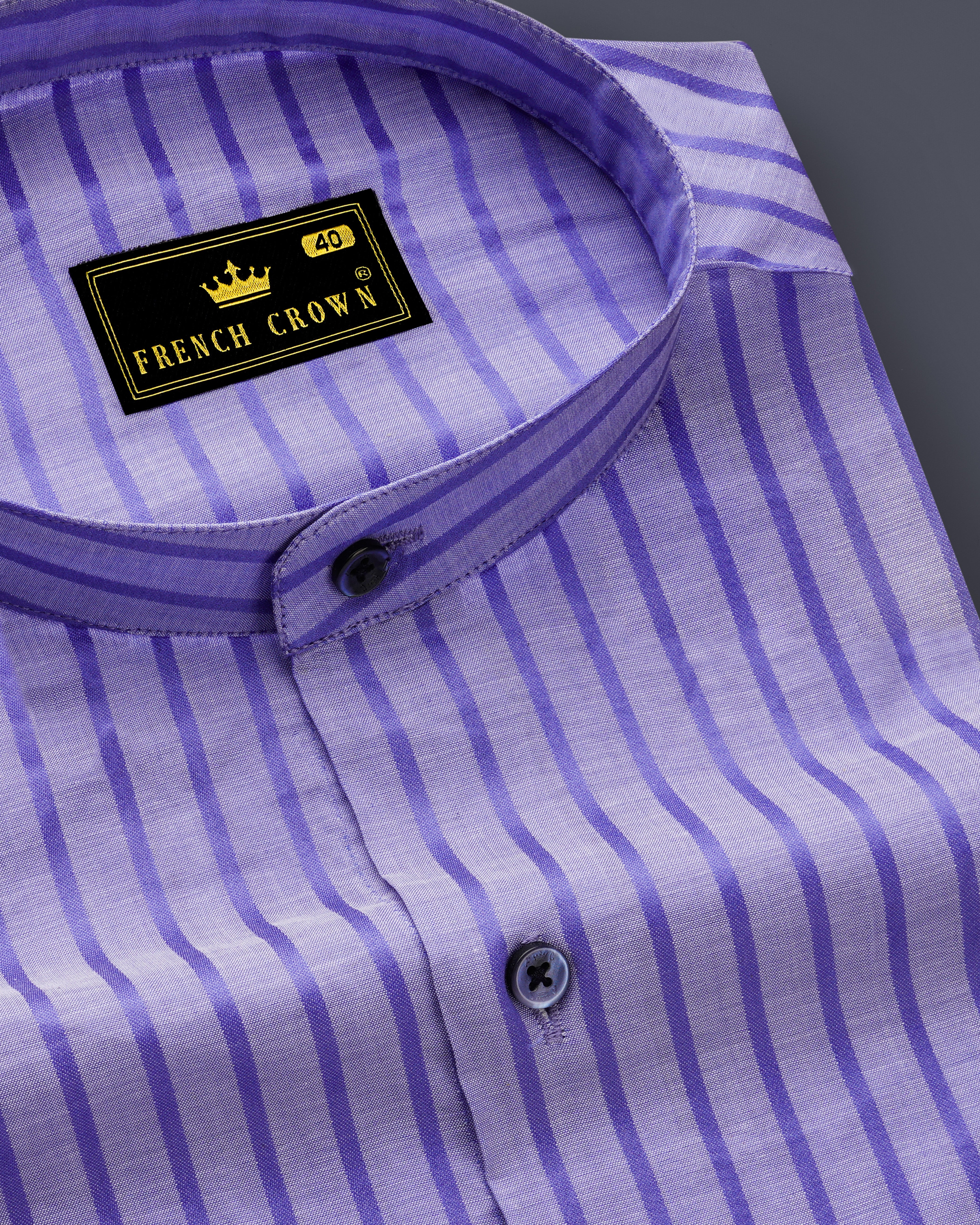 Strivra-Wisteria Purple Striped Dobby Textured Super Soft Premium Cotton Semi Formal Shirt