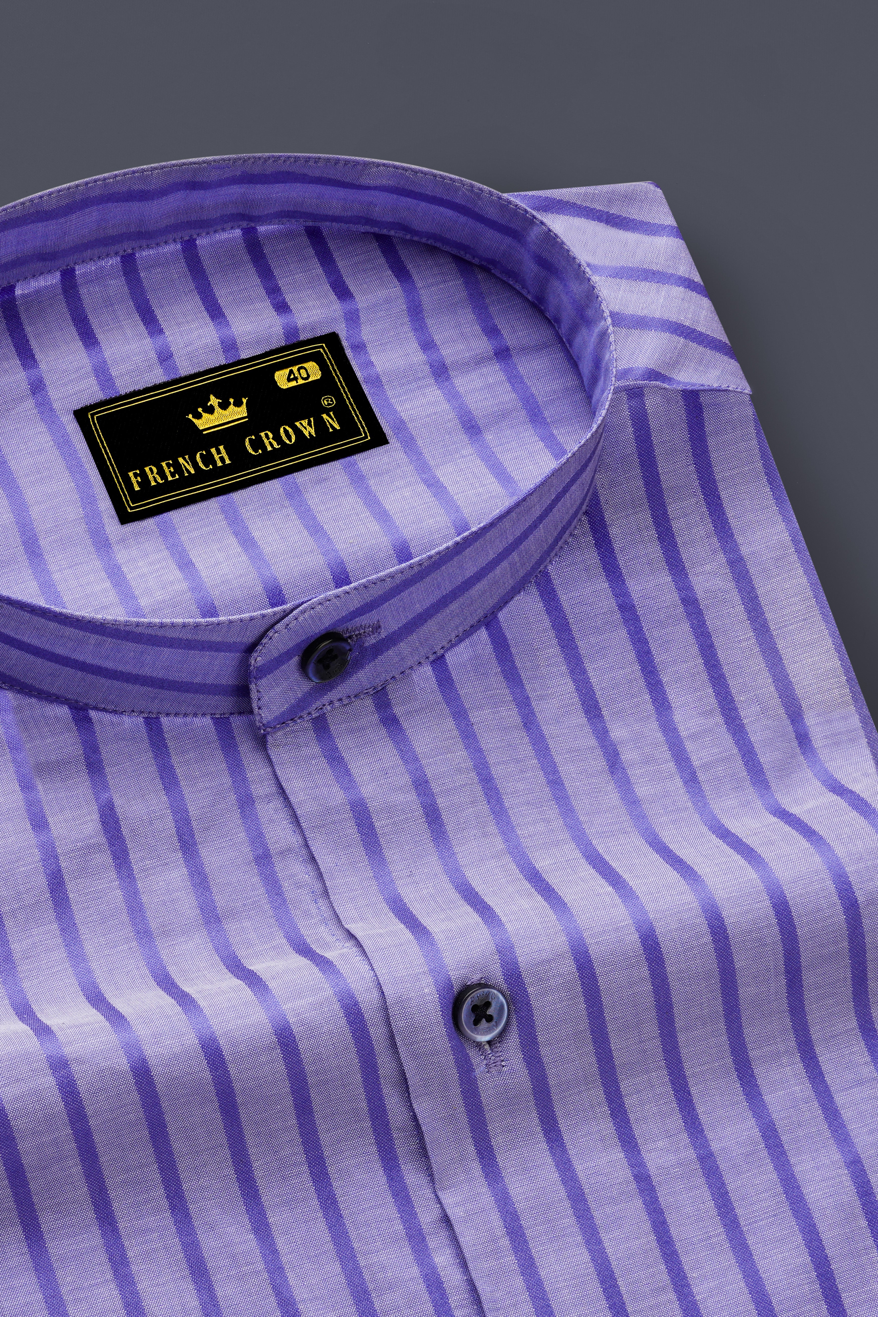 Strivra-Wisteria Purple Striped Dobby Textured Super Soft Premium Cotton Semi Formal Shirt