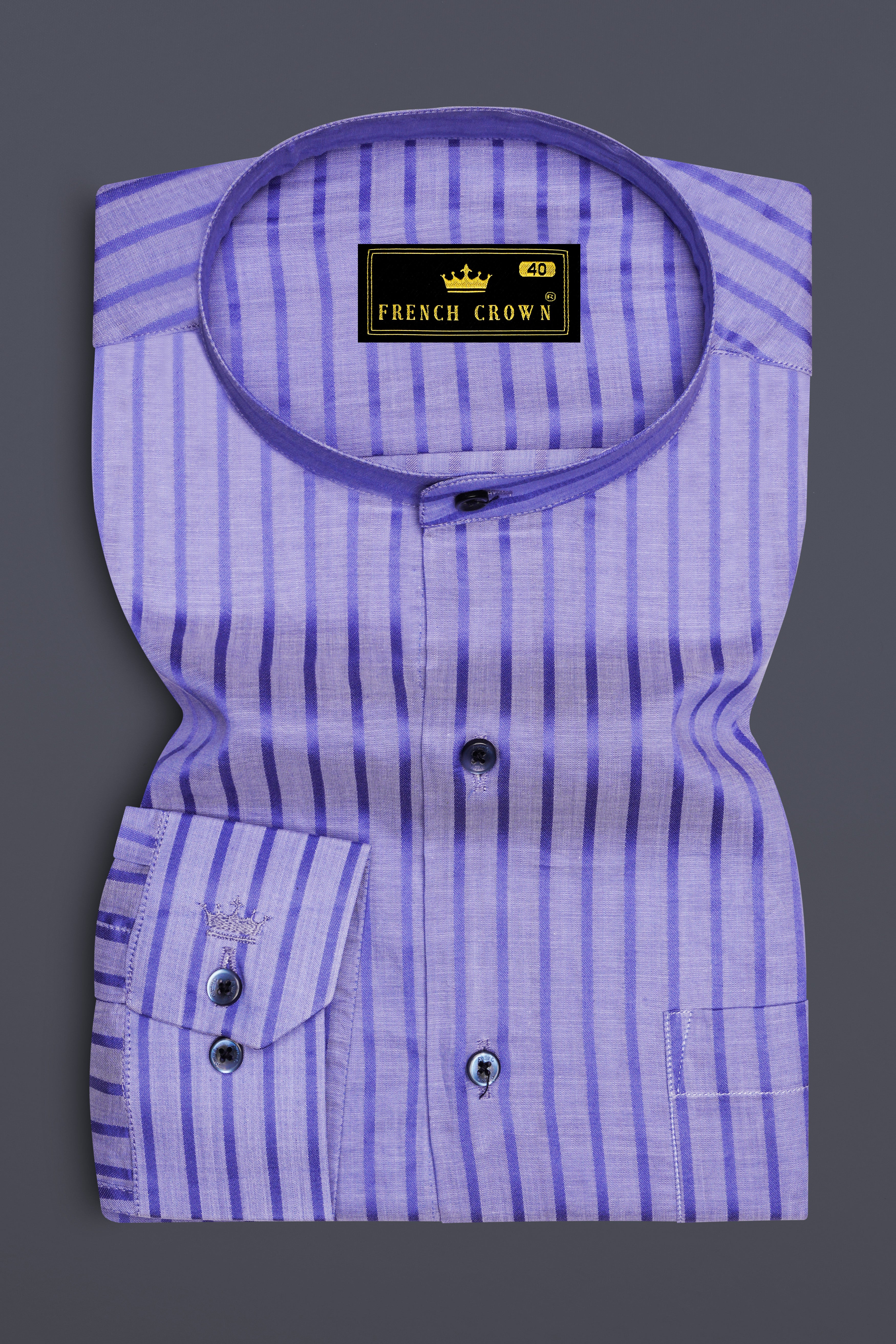 Strivra-Wisteria Purple Striped Dobby Textured Super Soft Premium Cotton Semi Formal Shirt
