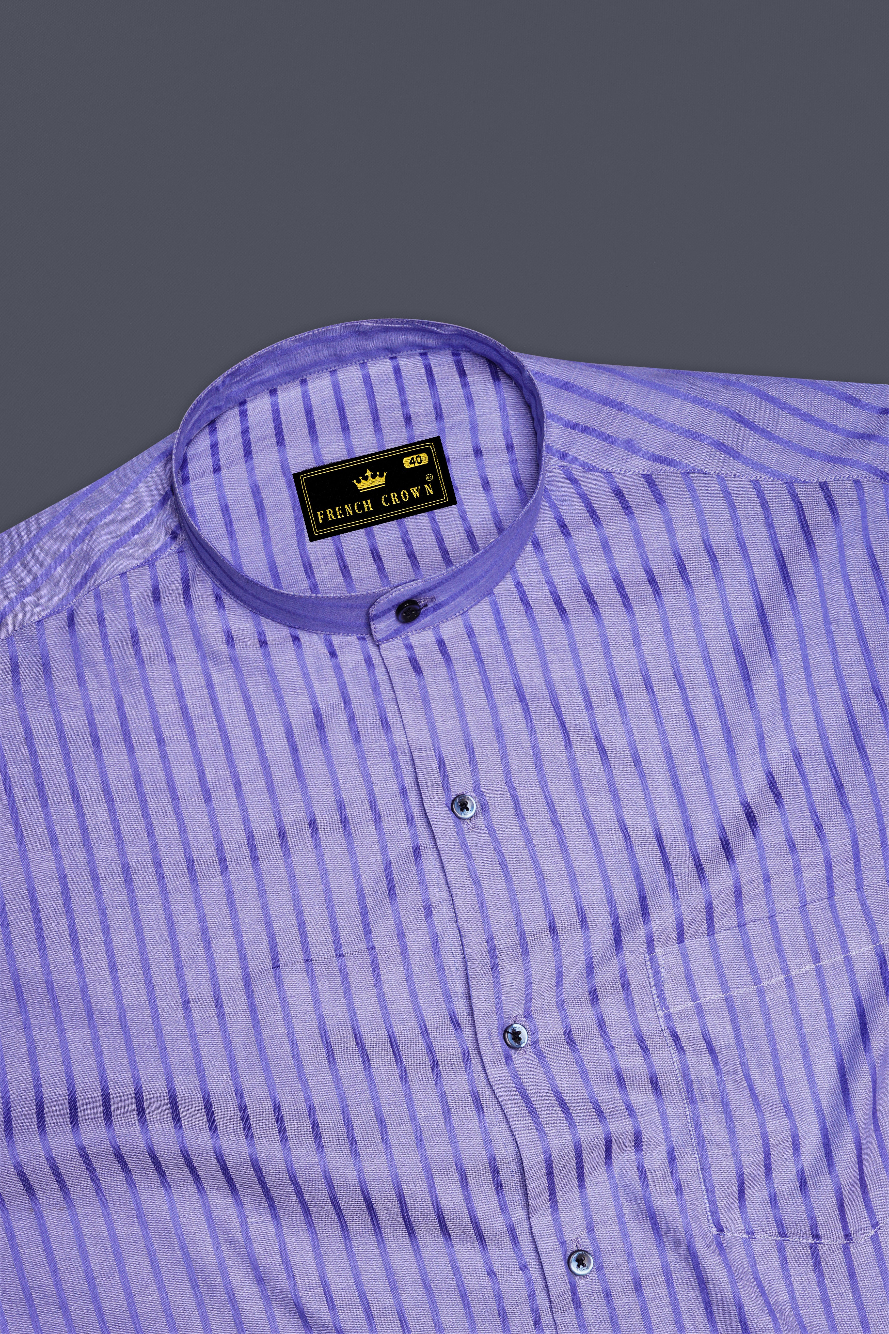 Strivra-Wisteria Purple Striped Dobby Textured Super Soft Premium Cotton Semi Formal Shirt
