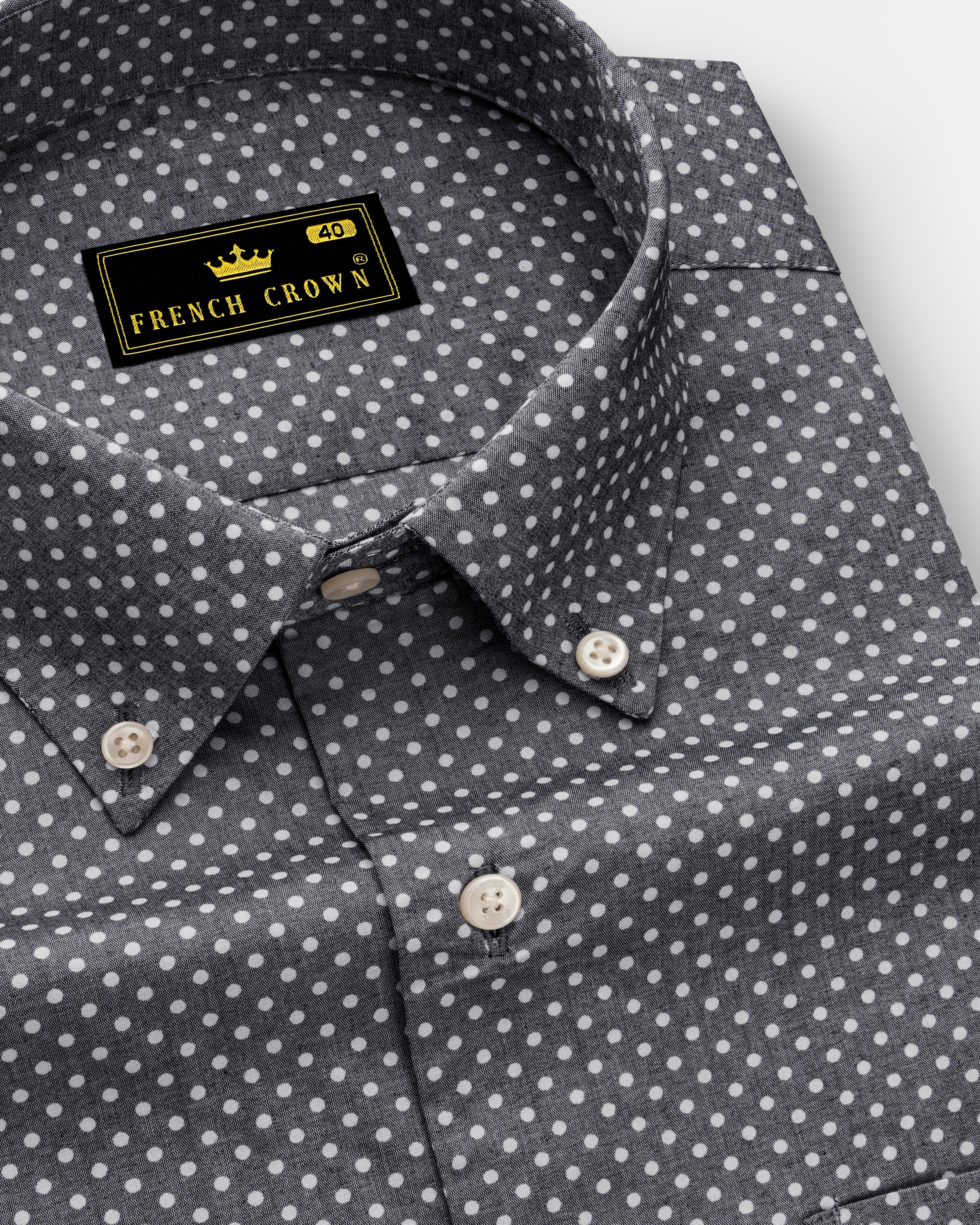 Noctivra-Vampire Gray Dotted Printed Super Soft Premium Cotton Dress Shirt